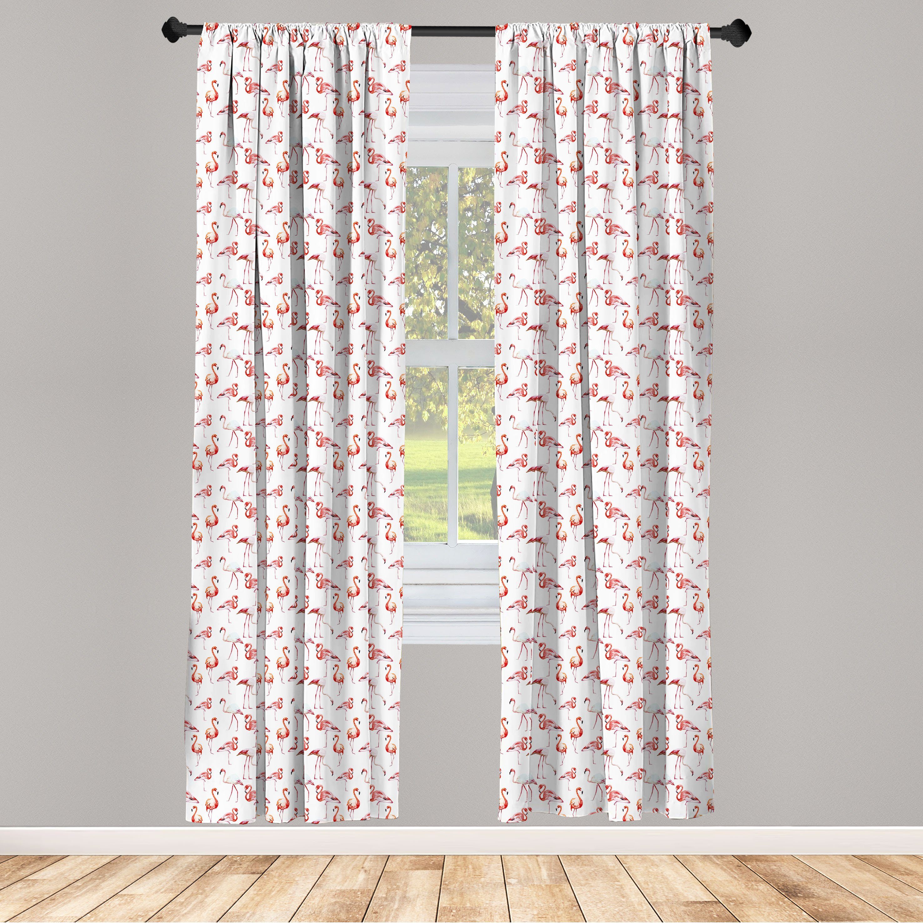 Gardine Vorhang für Wohnzimmer Schlafzimmer Dekor, Abakuhaus, Microfaser, Flamingo Hawaii Frühling