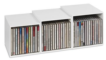 Cubix Aufbewahrungsbox cubix-CD-Boxen-Set weiss, 3 Aufbewahrungs-Boxen Holz für 40 CDs.
