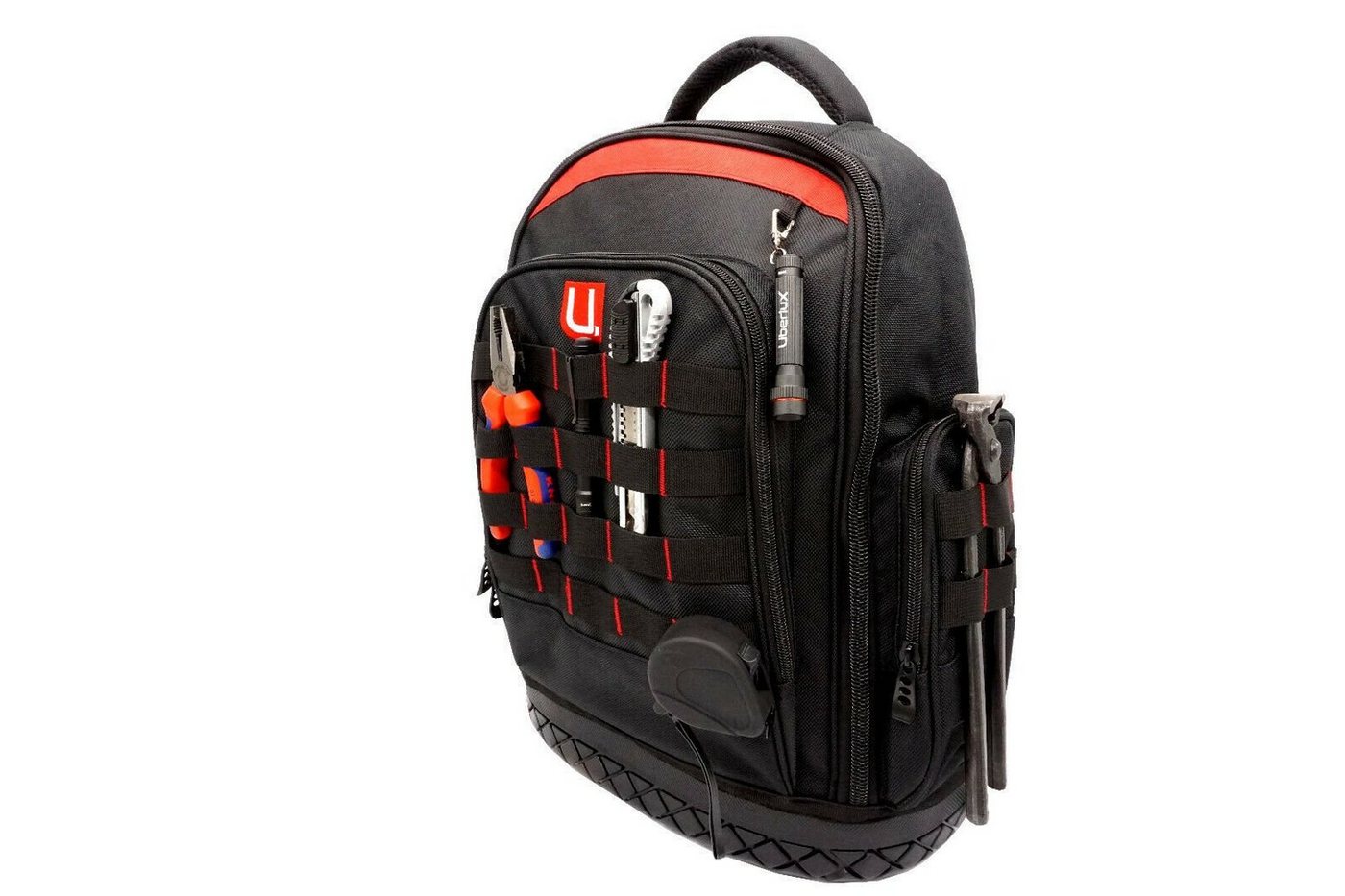 Thumbnail - U.Uberlux Werkzeugtasche Werkzeugrucksack mit Laptopfach Arbeitstasche Elektriker leer schwarz, Laptopfach, Schlaufe für...
