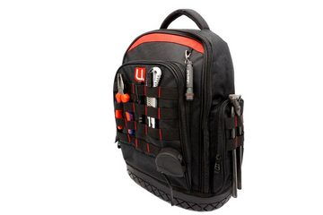 U.Uberlux Werkzeugtasche Werkzeugrucksack mit Laptopfach Arbeitstasche Elektriker leer schwarz, Laptopfach, Schlaufe für Schlüssel, Taschenlampe, etc.