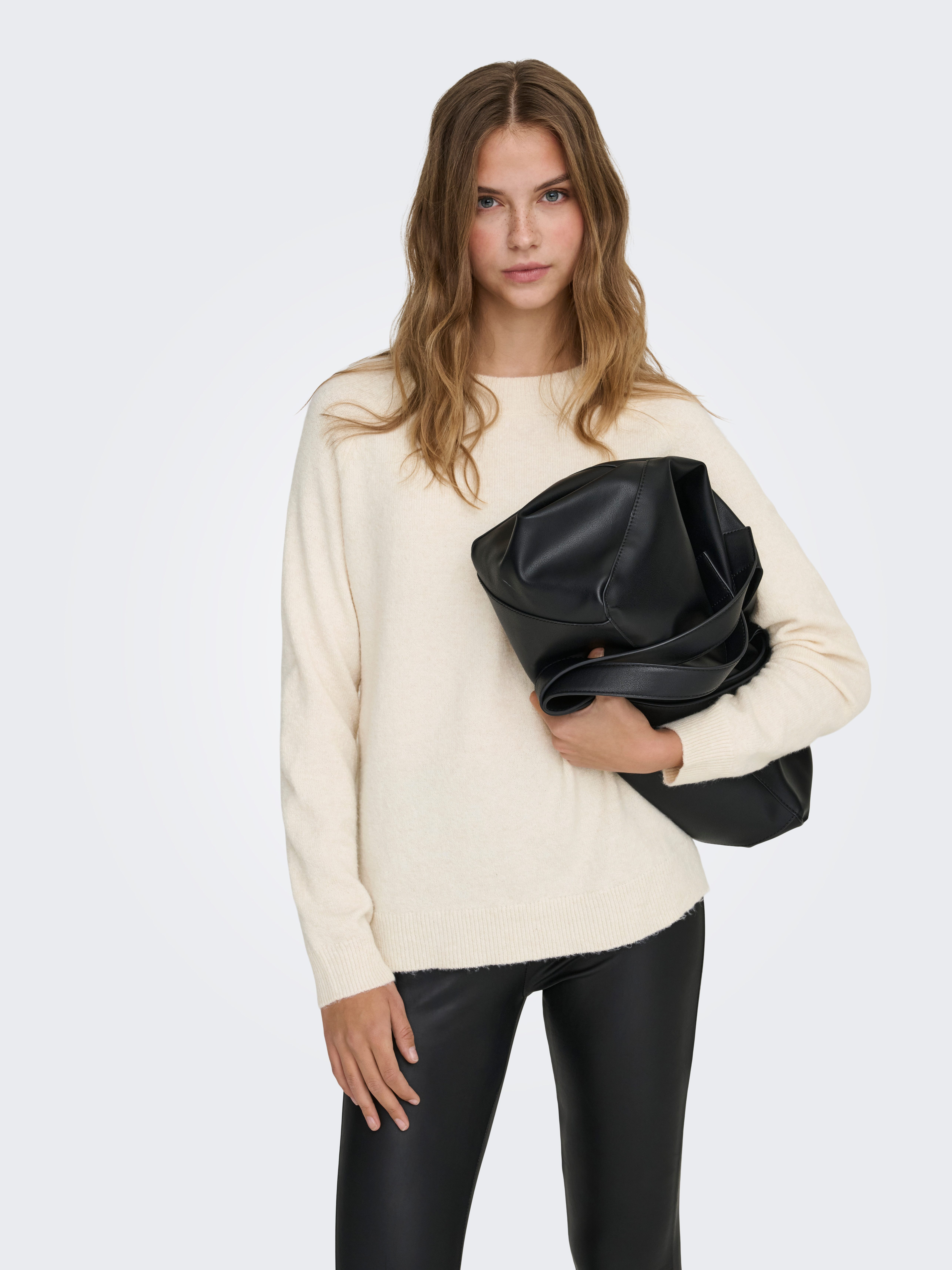 ONLY Rundhalspullover ONLRICA LIFE L/S PULLOVER KNT NOOS Materialmix, regular fit