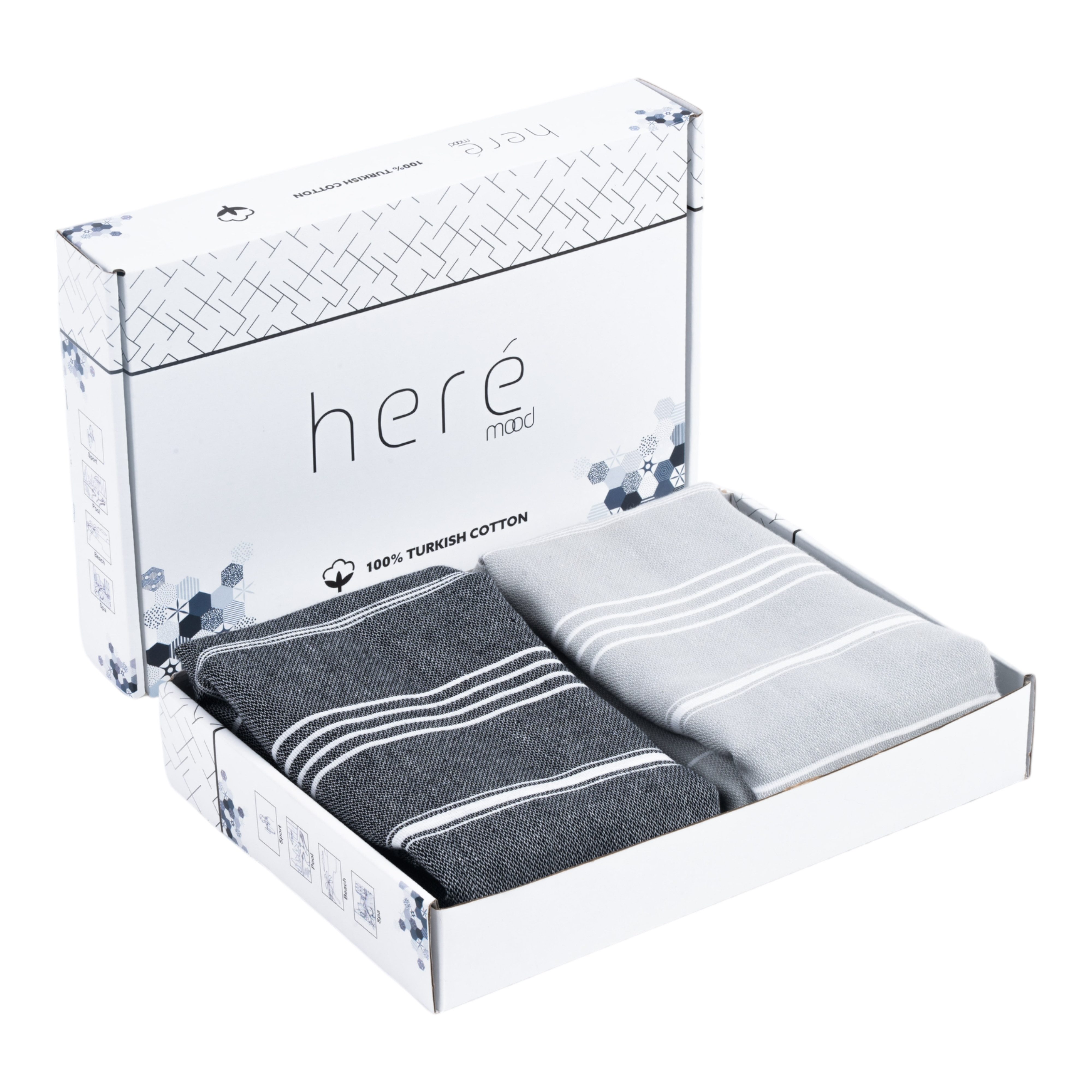 herémood Strandtuch Premium Saunatuch - Hamamtuch Set Hochwertiges 100% Baumwolle, Badetuch und Spatuch & Reisetuch - Extra Groß, Extra Leicht