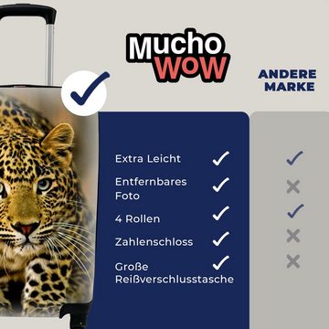 MuchoWow Handgepäckkoffer Leopard - Raubtier - Porträt, 4 Rollen, Reisetasche mit rollen, Handgepäck für Ferien, Trolley, Reisekoffer