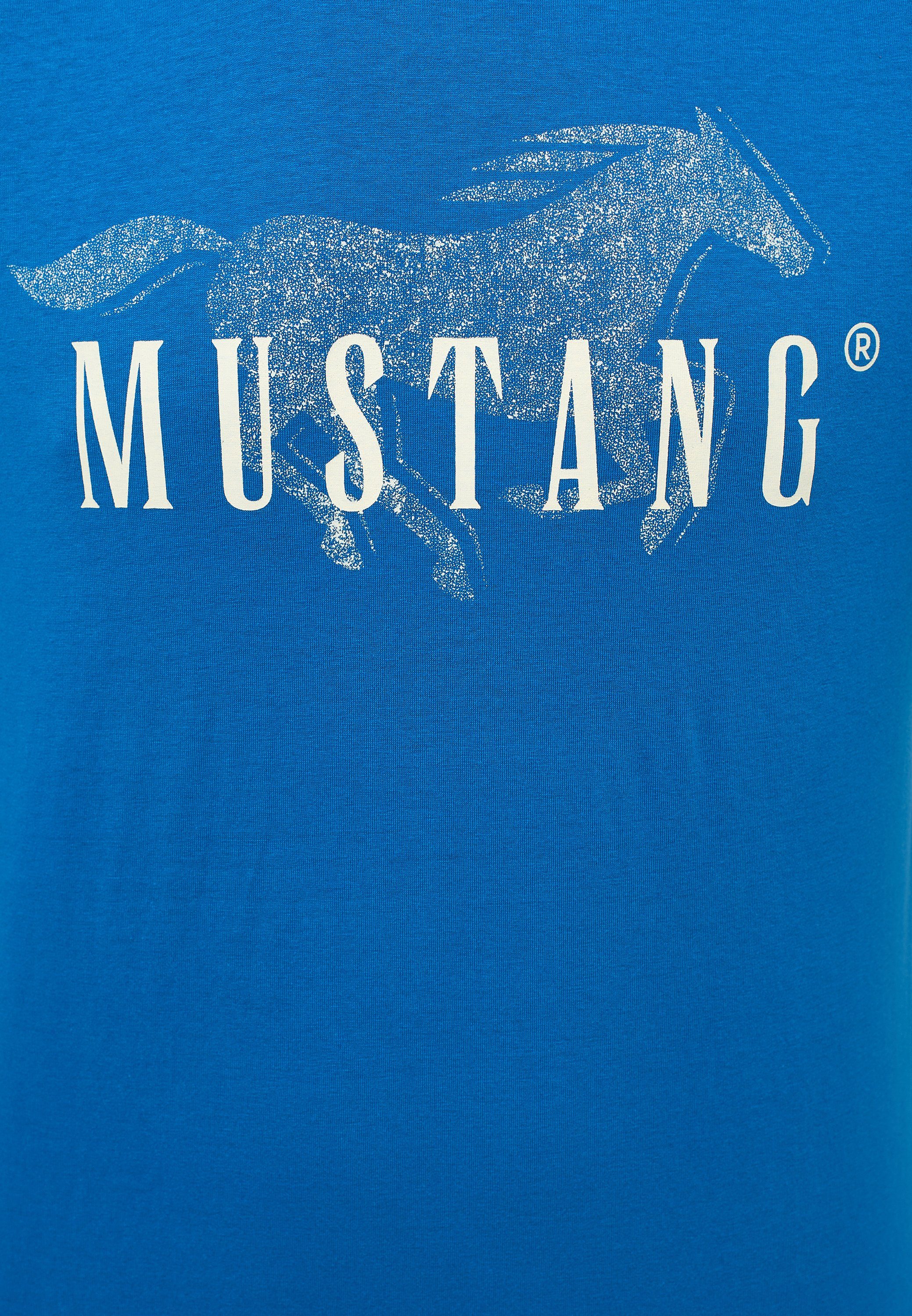 Print-Shirt MUSTANG Mustang blau Kurzarmshirt