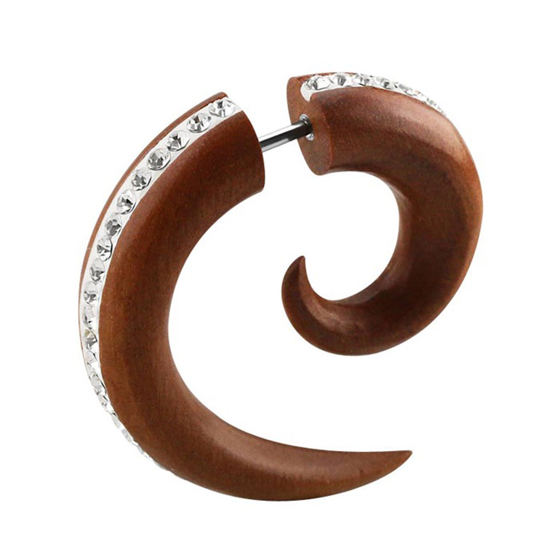 eine braunem von Die Dehnschnecke aus Adelia´s Spirale Handgefertigt mm Sawo-Holz, Piercing 30 hat Gesamtgröße Ohrpiercing, ca.