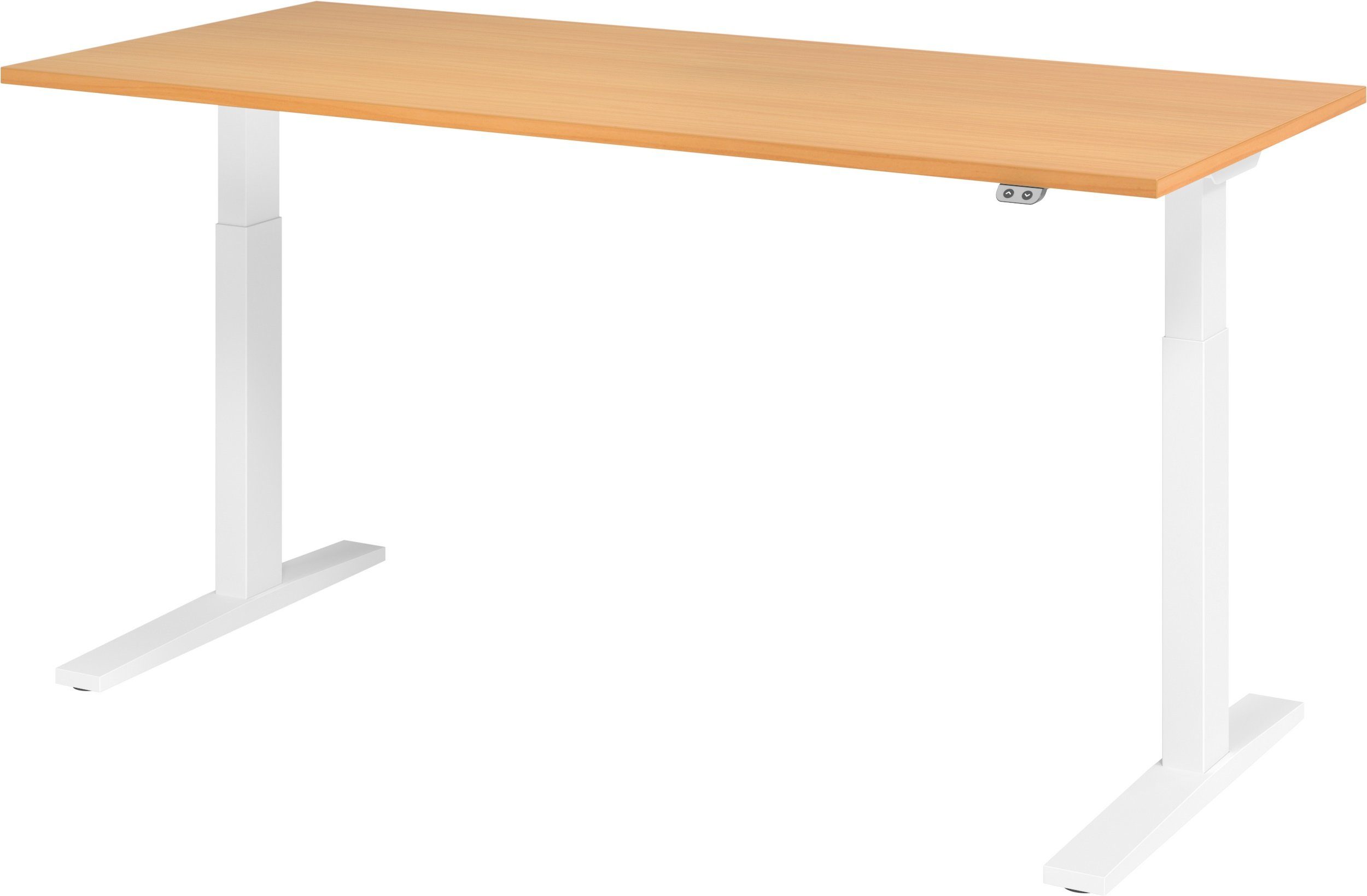 bümö Schreibtisch Schreibtisch elektrisch XMKA, Rechteck: 180 x 80 cm - Dekor: Buche - Gestell: Weiß Weiß | Buche