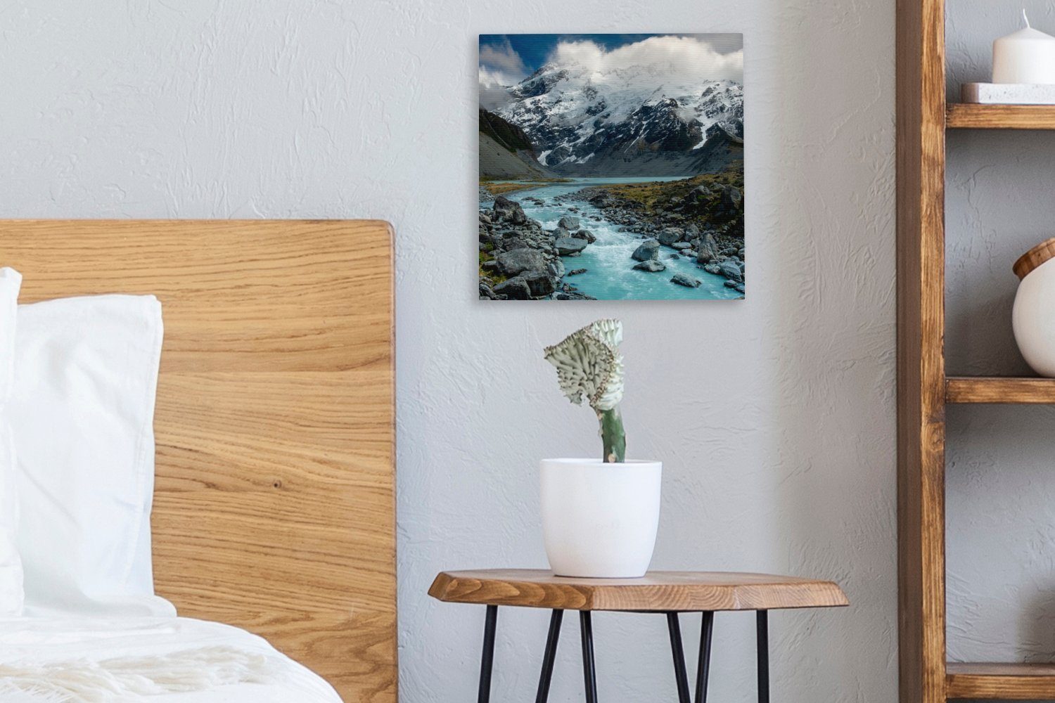Bilder Leinwand Berg, OneMillionCanvasses® Leinwandbild für - Neuseeland - Fluss (1 Wohnzimmer St), Schlafzimmer