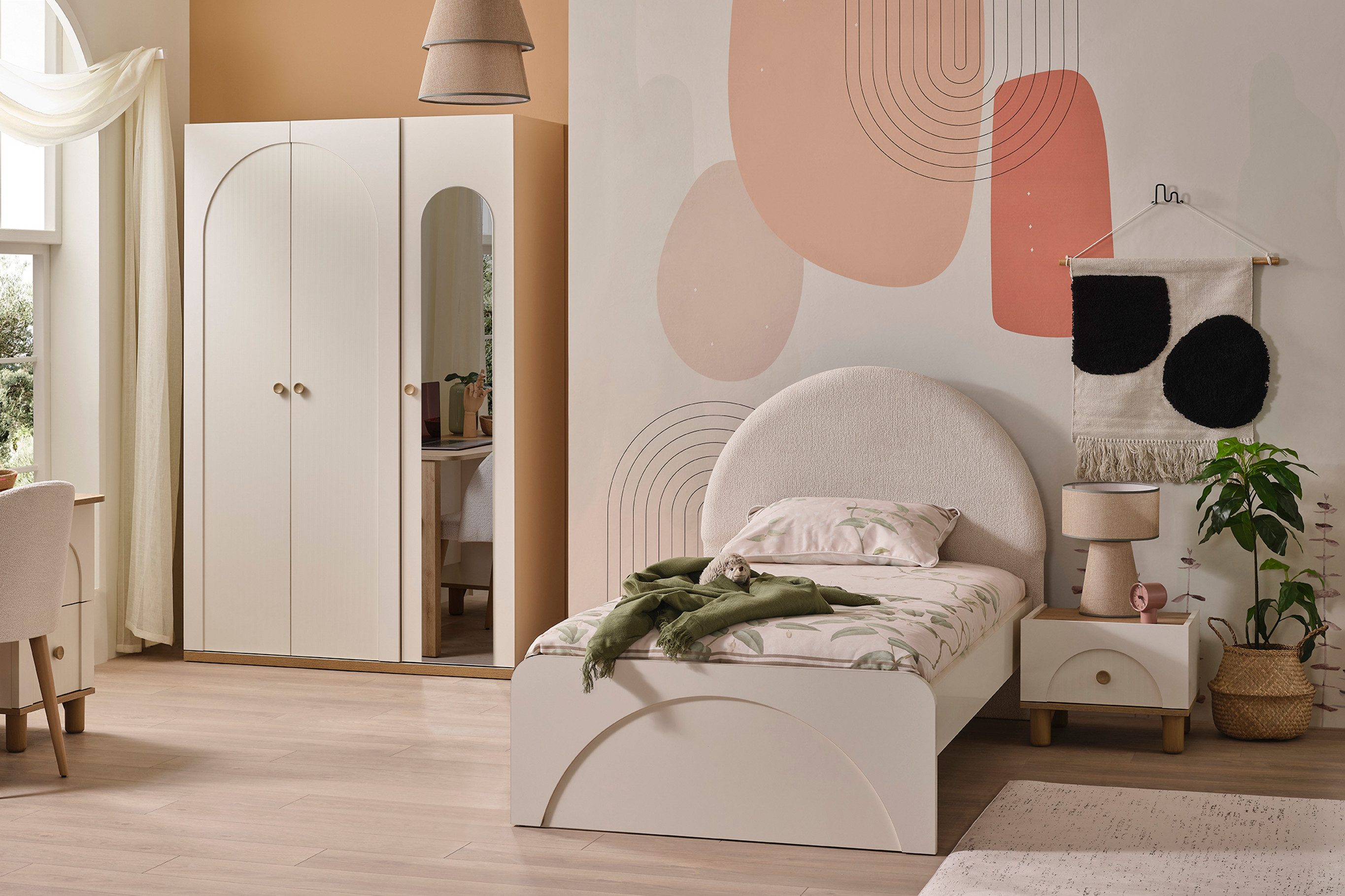 Möbel-Zeit Jugendzimmer-Set LOUIS Kinderzimmer-Set 3-tlg. Inkl. Kleiderschrank, Bett & Nachttisch