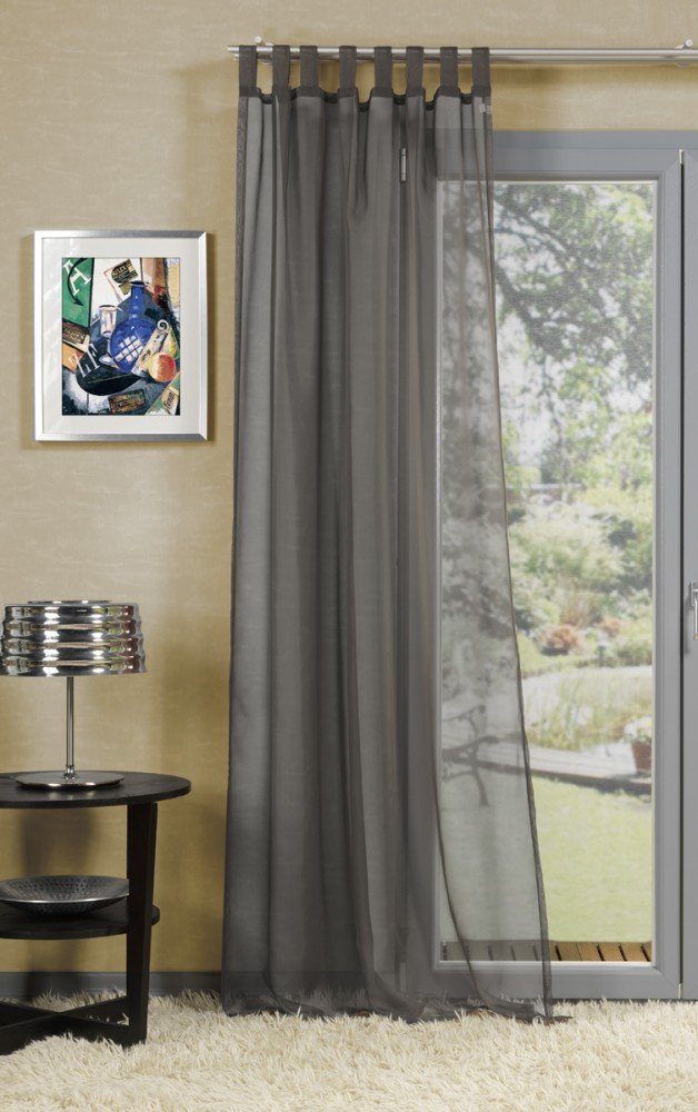 Vorhang INTERNATIONAL, Uni (1 "Tamira" Farbe: Schlaufengardine grau, eckardt Schlaufen St), halbtransparent Schlaufenschal,