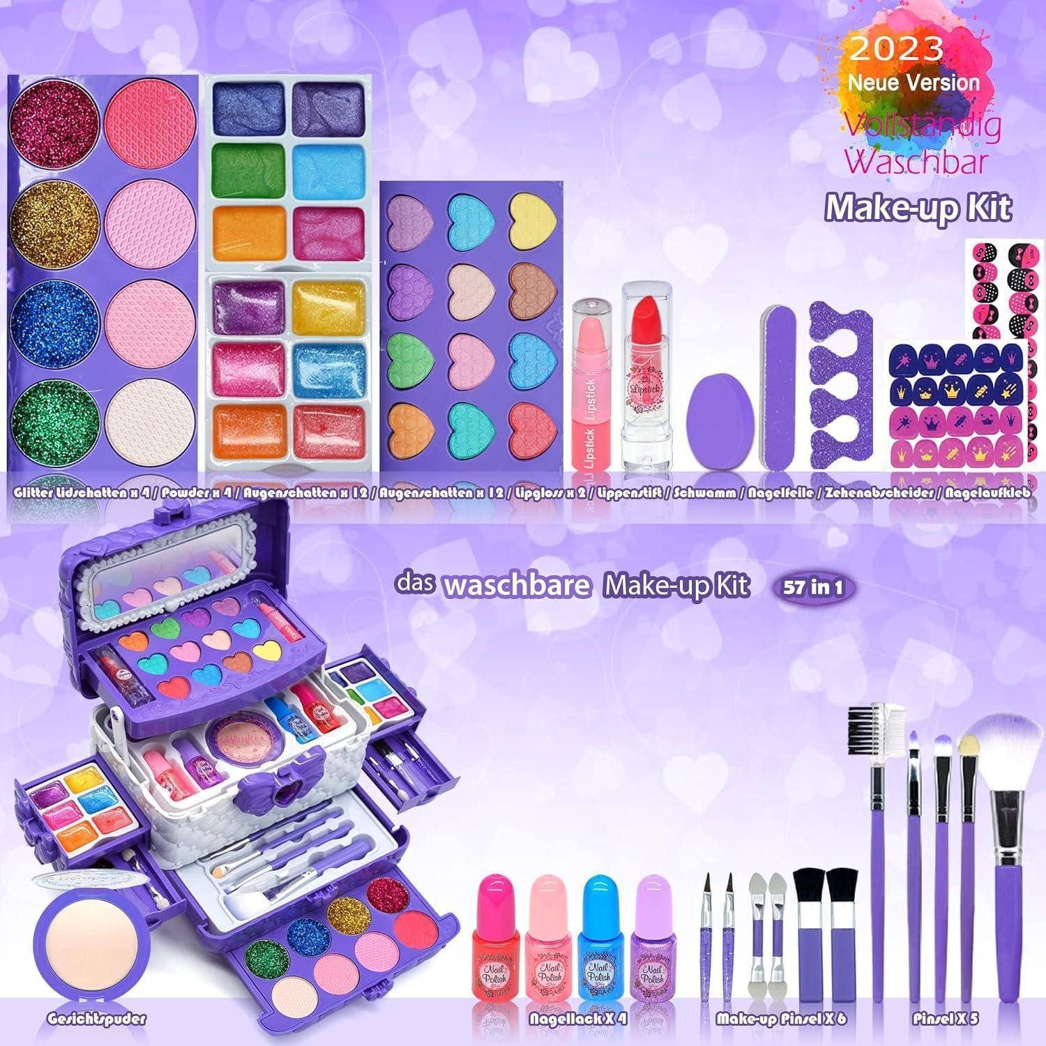 EVACOK Gesichtspflege-Set Kinderschminke Set Mädchen Make Up Schminkkoffer Spielzeug - Geschenk