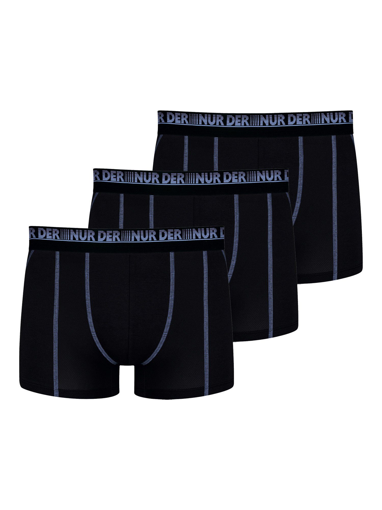 Nur Der Retro Boxer retroshorts boxershorts (3-St) 3D-Flex schwarz/denimblau Retro-Boxer Air