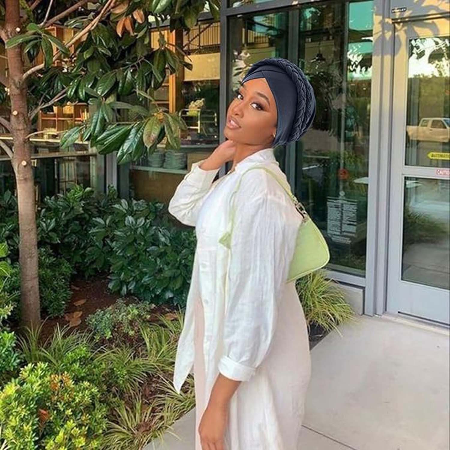 Zaewry Turbanmütze Afrikanischer Damen Geflecht Kopfbedeckung Kopftücher Chemo Kappe