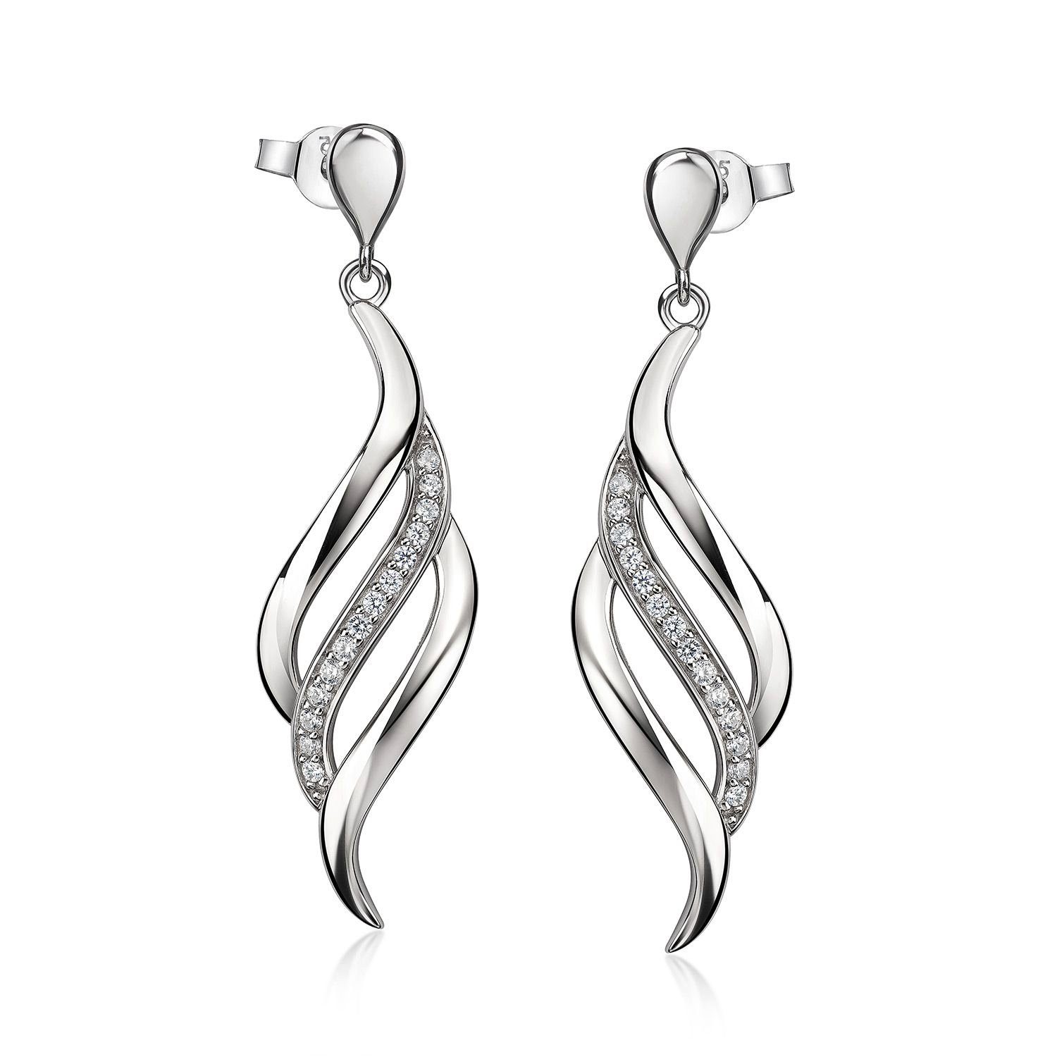 Materia Paar Ohrhänger Damen Silber Zirkonia günstig online kaufen