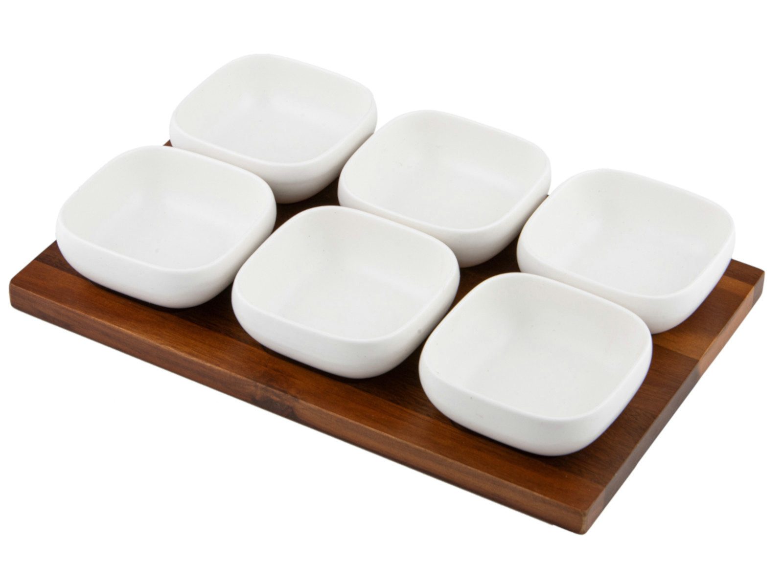 Ladelle Schale ESSENTIALS Schalenset weiß 7tlg, Porzellan / Akazie, (Schüsseln & Schalen)