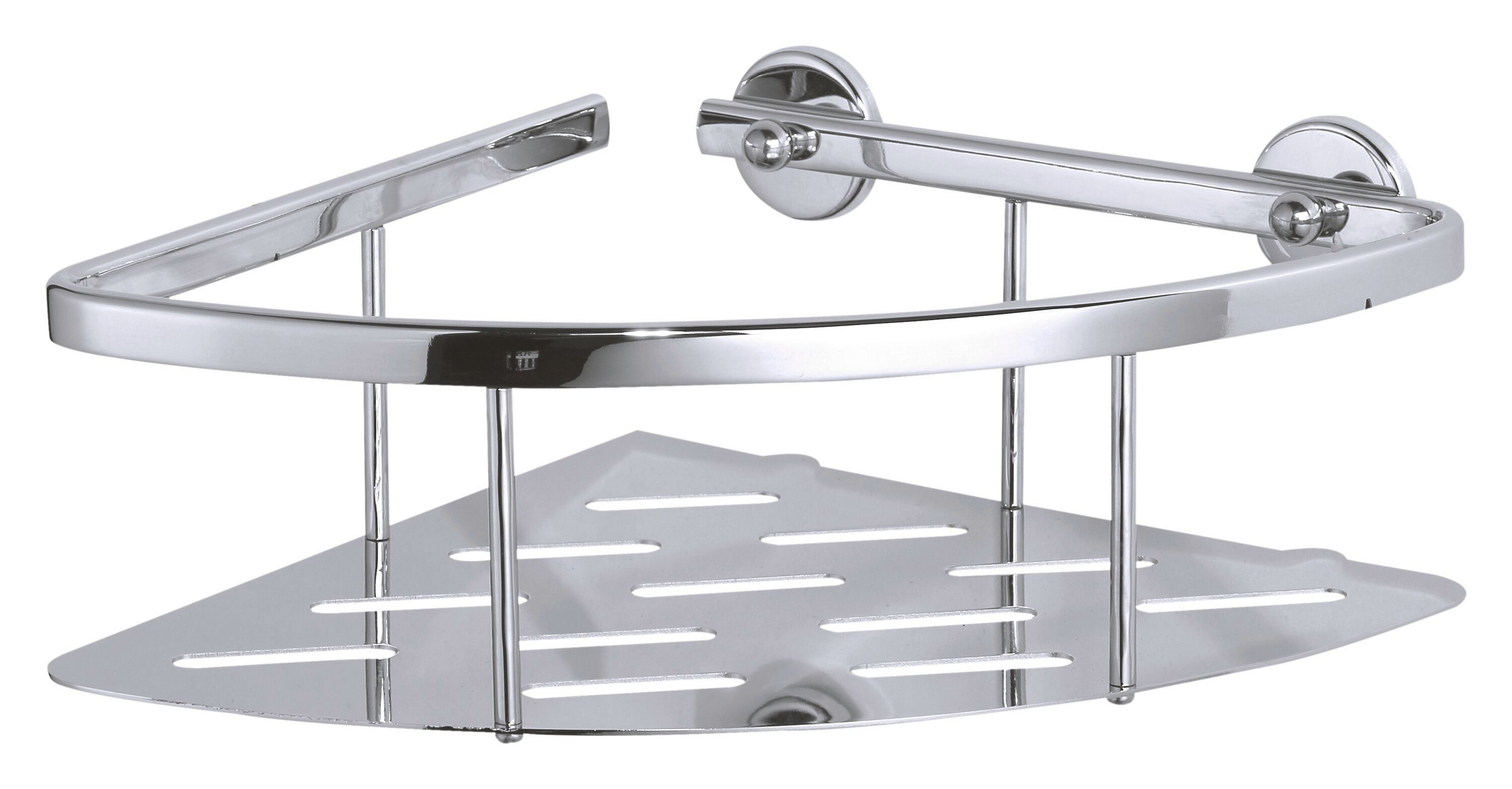 tesa Duschablage ALUXX Duscheckkorb ohne Bohren - 9,2 cm : 25,0 cm : 12,5 cm, Packung 1-tlg., selbstklebendes Hängeregal für die Dusche - chrom - silber glänzend