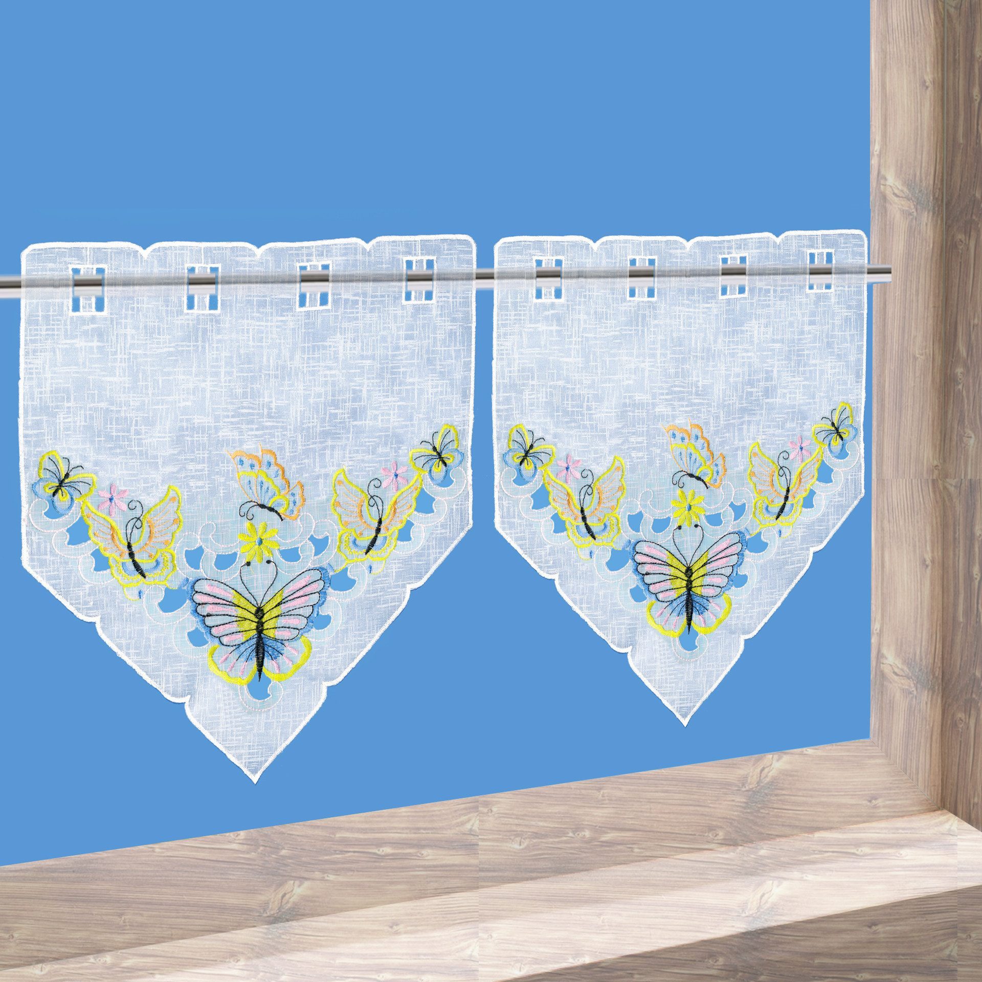 Delindo Lifestyle Scheibengardine Schmetterlinge (2 St), Stangendurchzug, h günstig online kaufen