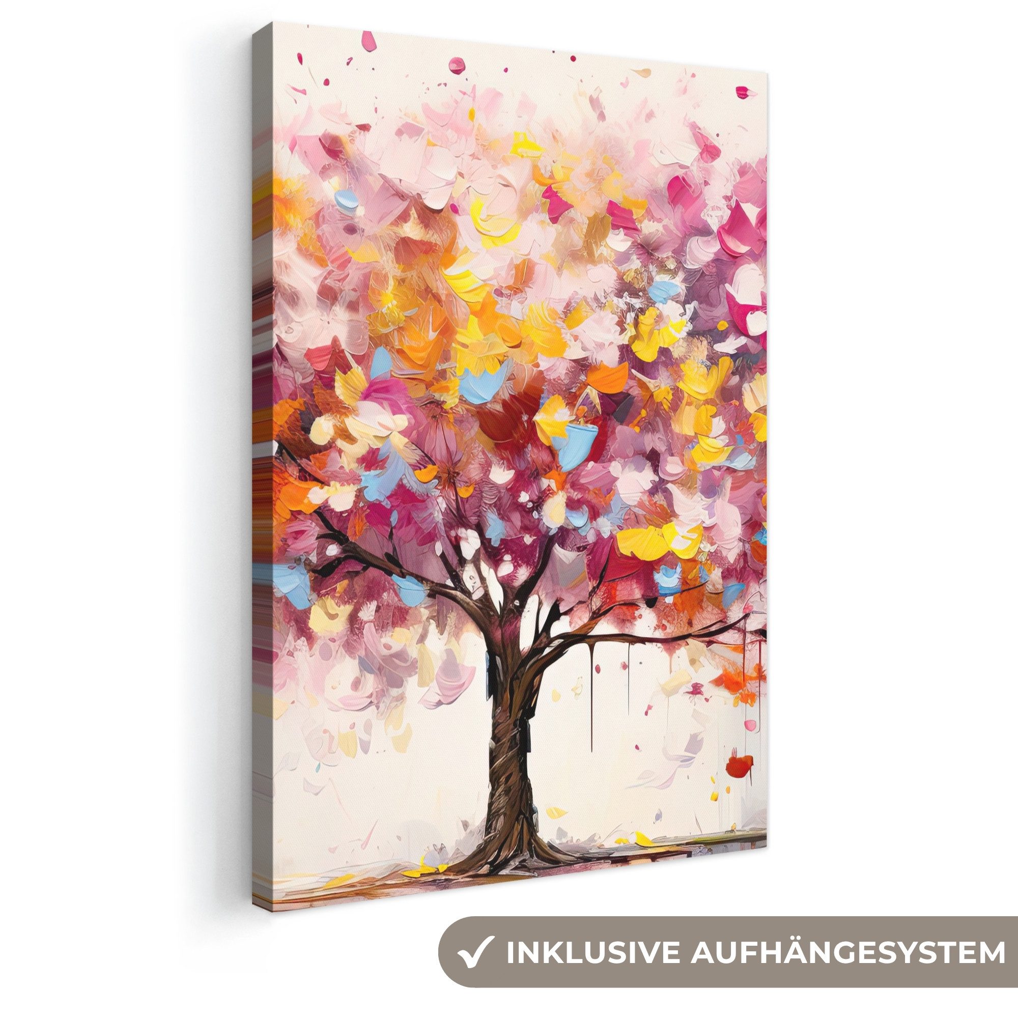 OneMillionCanvasses® Leinwandbild Aquarell - Baum - Kunst - Abstrakt, Fotodruck (1 St), Leinwand Canvas Wandbild, Wanddekoration 20x30 cm