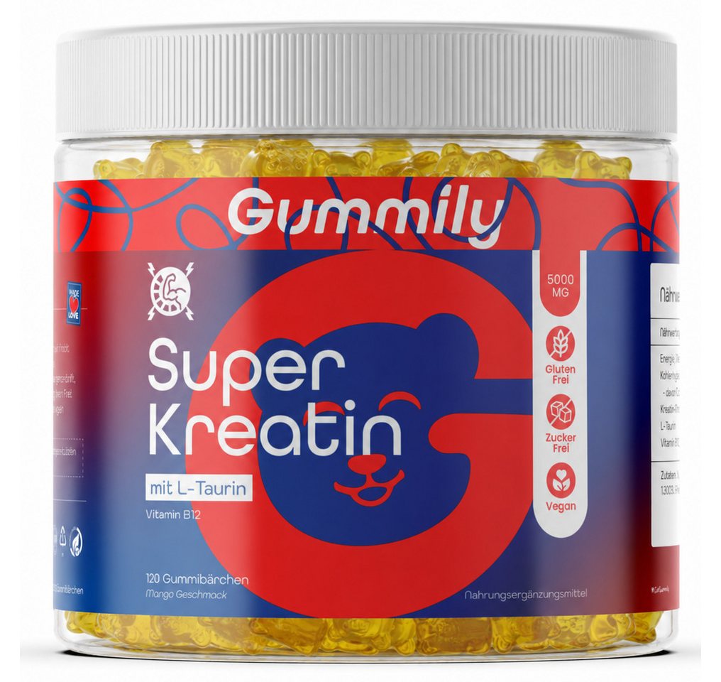 Gummily® Creatin Monohydrat - 5000mg Kreatin Gummibärchen, 120 St., 360 g, Für Männer und Frauen - Kreatin Monohydrat Pulver alternative.
