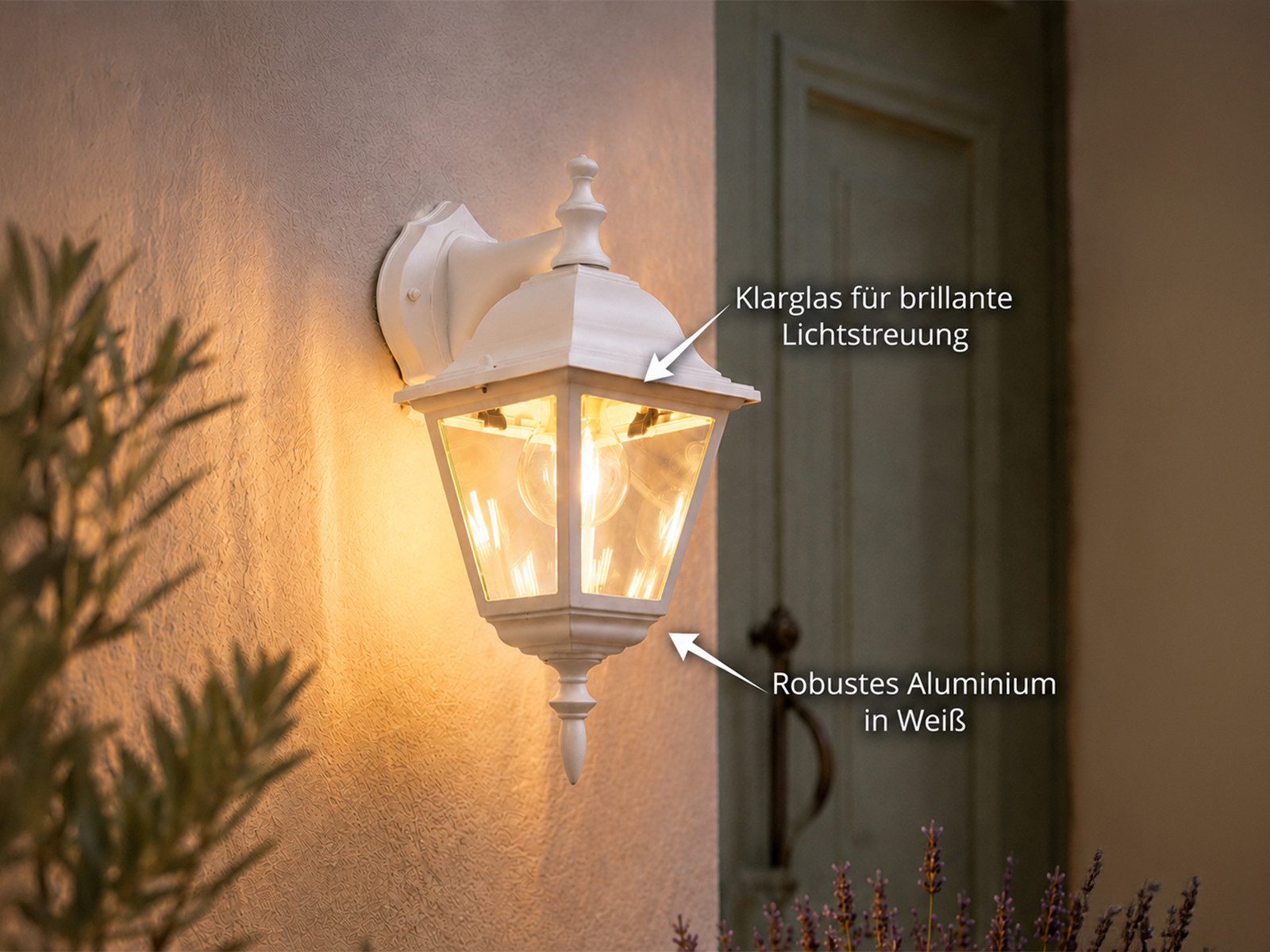 TRIO Leuchten LED Außen-Wandleuchte Landhausstil Laterne hängend Höhe 34cm, LED wechselbar, warmweiß, Außenleuchte zur Fassadenbeleuchtung, E27 Außenlampe Wand-Laterne