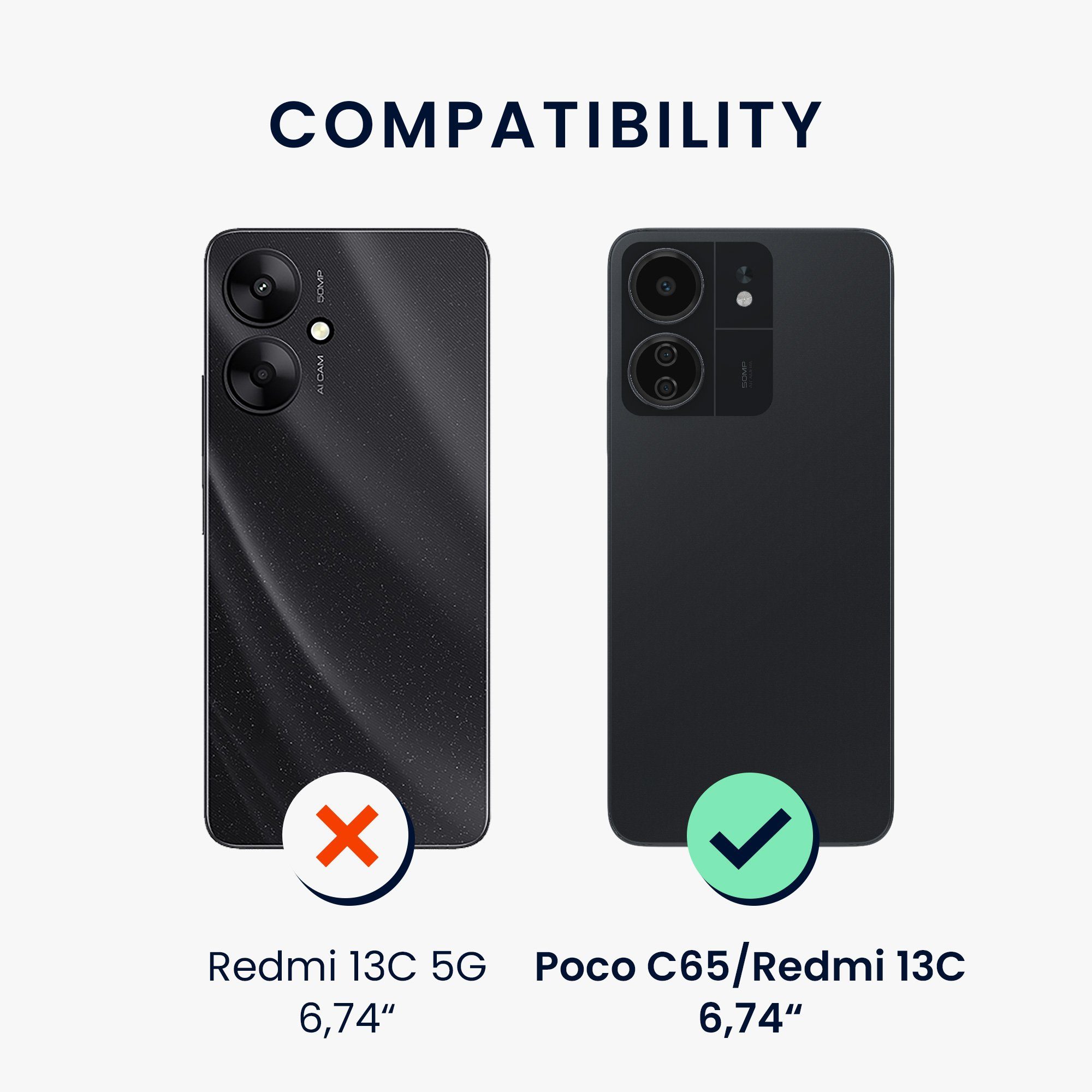 kwmobile Handyhülle Hülle für Xiaomi Poco C65 / Redmi 13C, Hülle Silikon - Soft Handyhülle - Handy Case Cover