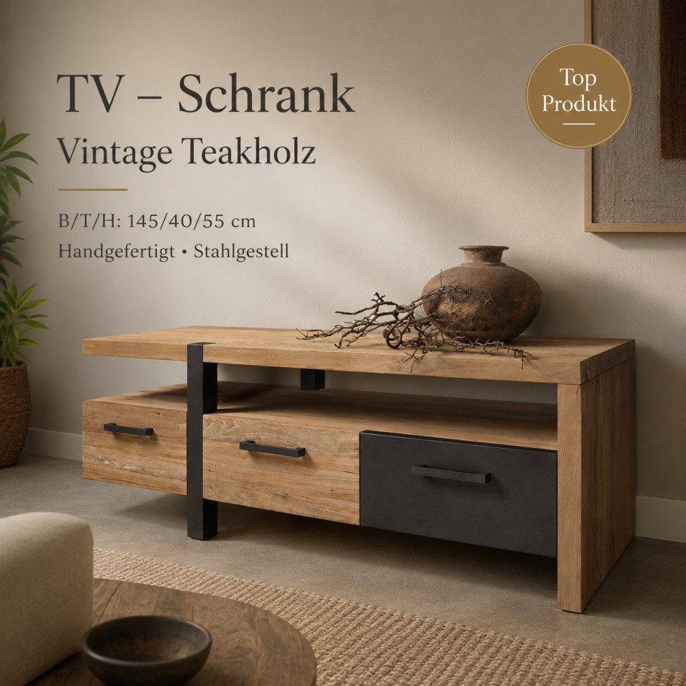 Wohnpalast TV-Board Lucca TV-Schrank 145 cm Teakholz