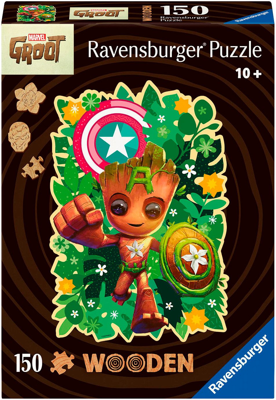 Ravensburger Konturenpuzzle Wooden, Marvel Heroes, Groot, 150 Пазлыteile, aus Holz, Made in Europe