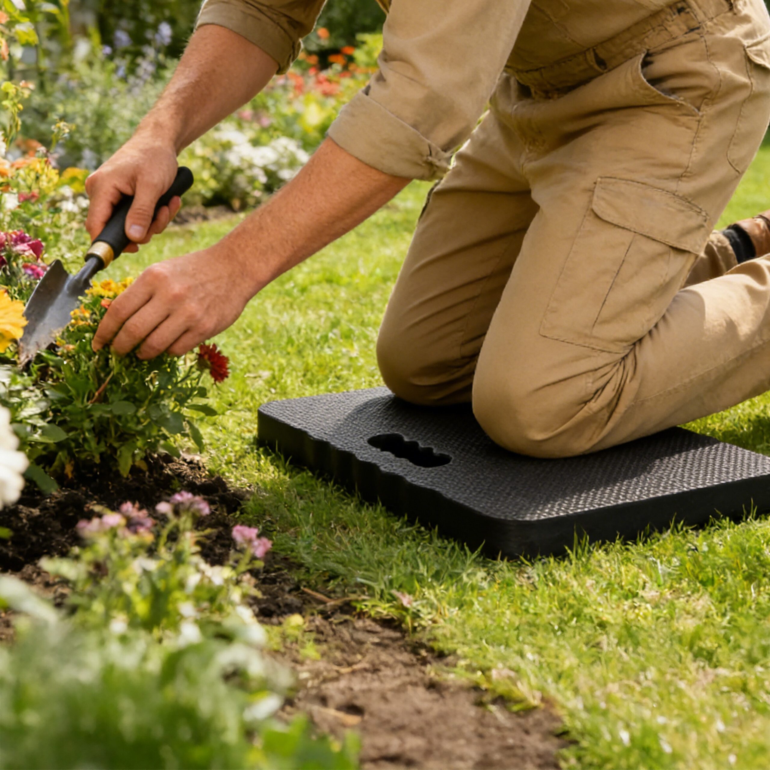relaxdays Garten-Kniekissen Kniekissen 2er Set, schwarz