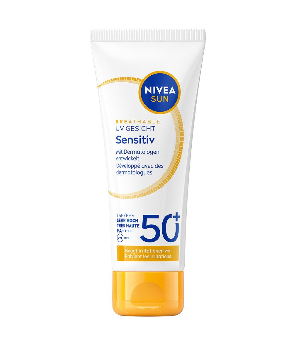 Nivea Sun Sonnenschutzpflege UV Gesicht Sensitive Creme LSF 50+ 40ml atmungsaktiv, 1-tlg.