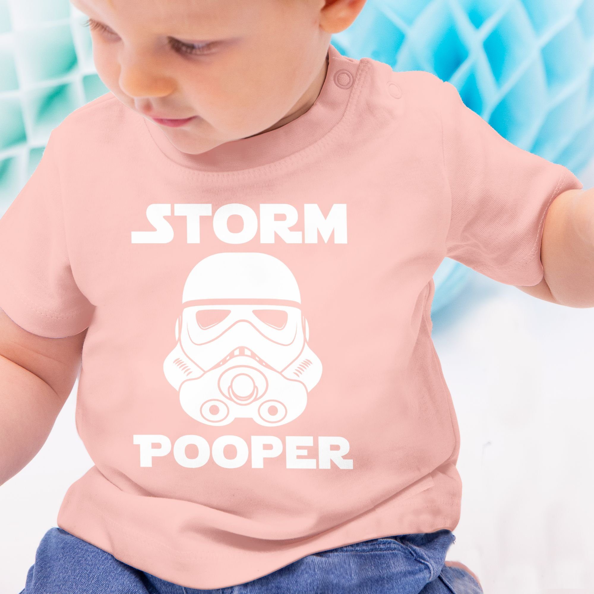 2 Shirtracer Baby T-Shirt Stormpooper - Babyrosa Storm Pooper Sprüche