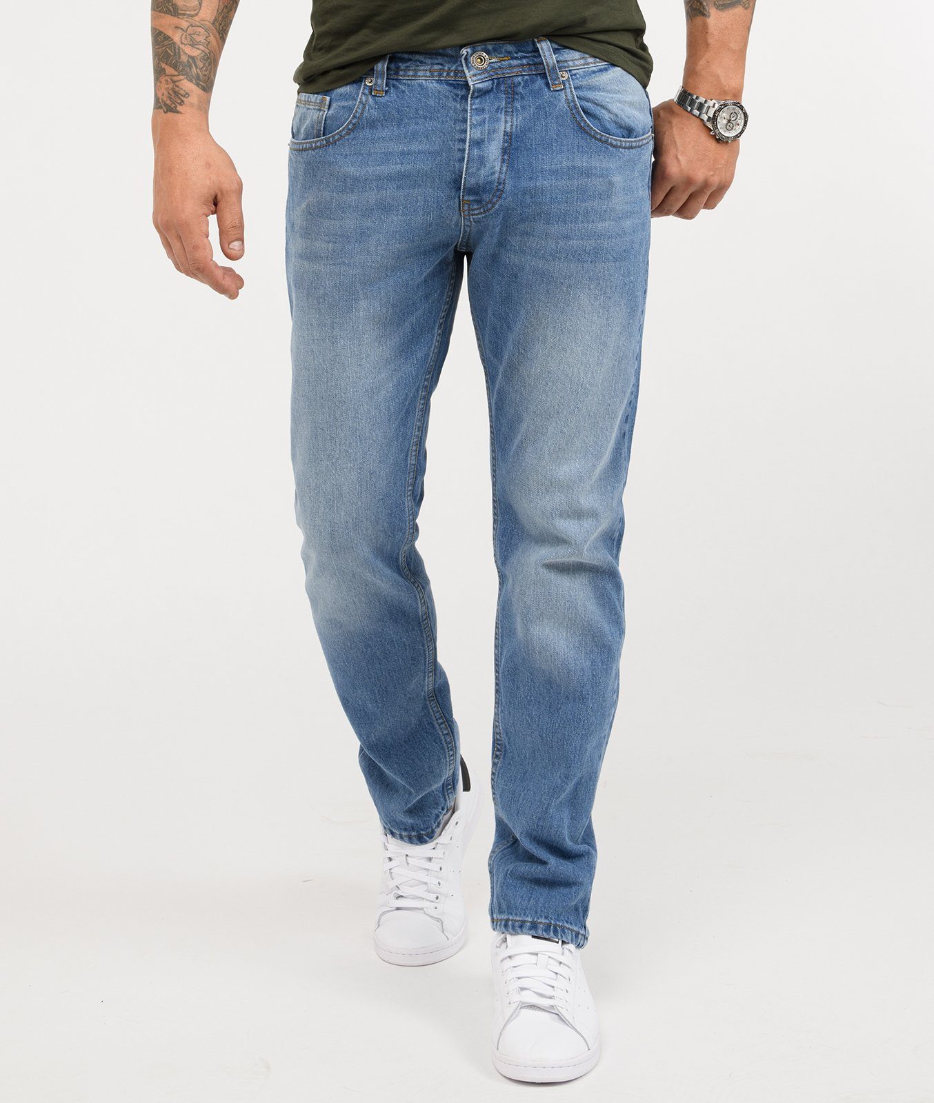 Rock Creek Straight-Jeans Herren Jeans Stonewashed Blau RC-3101