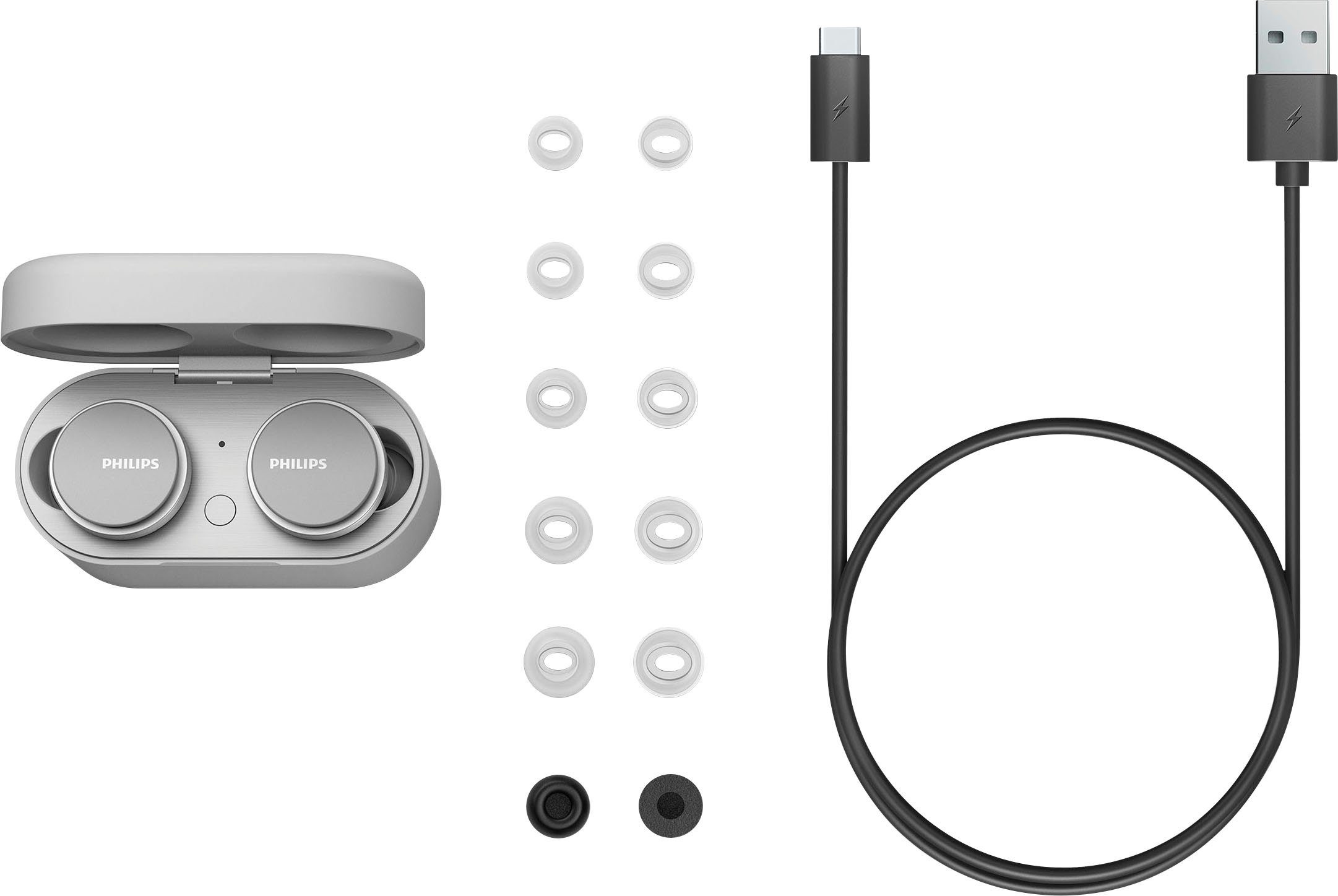 Pro, Wireless, In-Ear-Kopfhörer Bluetooth, A2DP integrierte weiß AVRCP für Anrufe True TAT8506 Steuerung Bluetooth, HFP) Philips Musik, wireless und (Noise-Cancelling