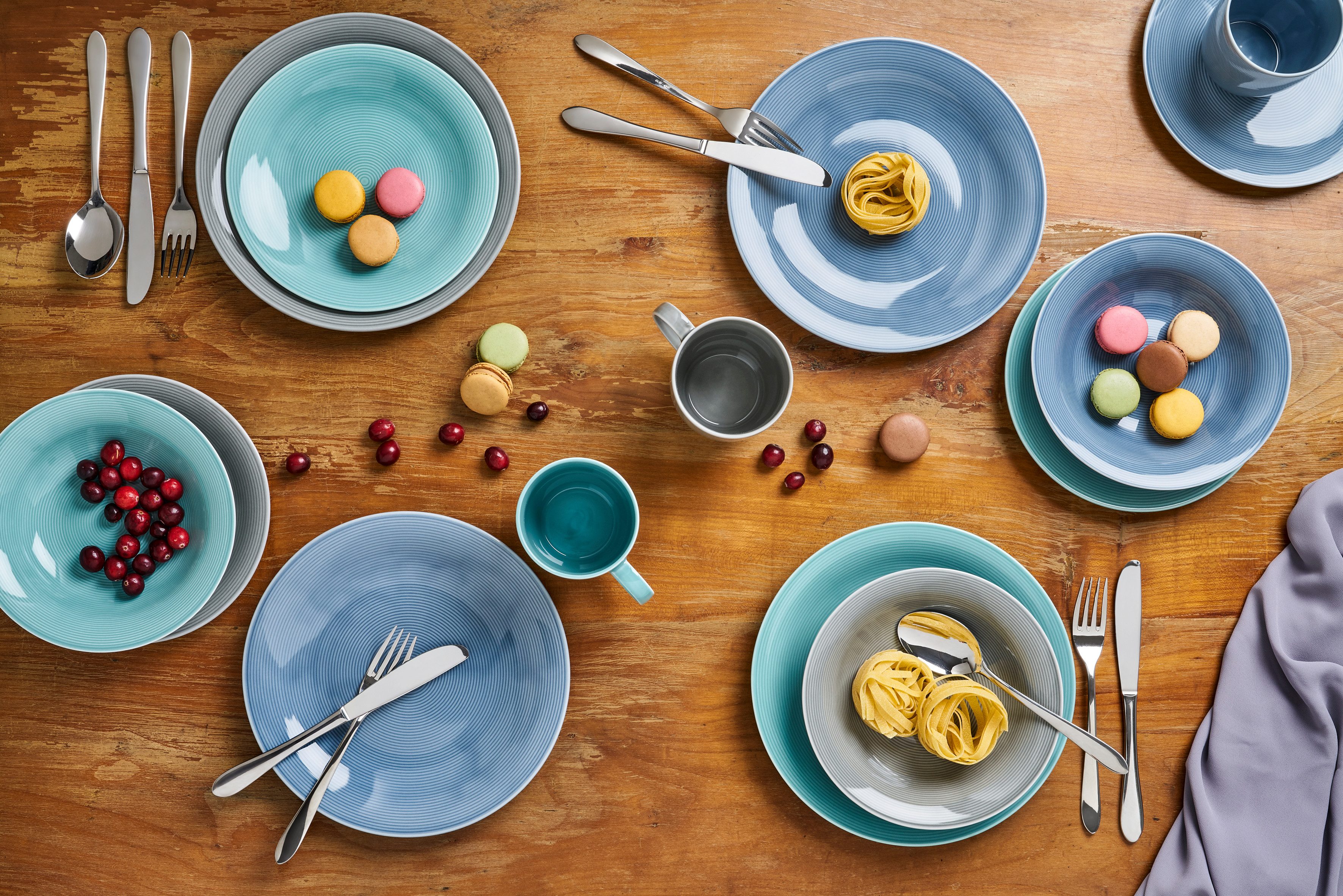 van Well Dessertteller Teller Set, Jive, Teller 21 cm, 6 Stück, (6 St), dezentes Spiraldekor, spülmaschinen-und mikrowellengeeignet