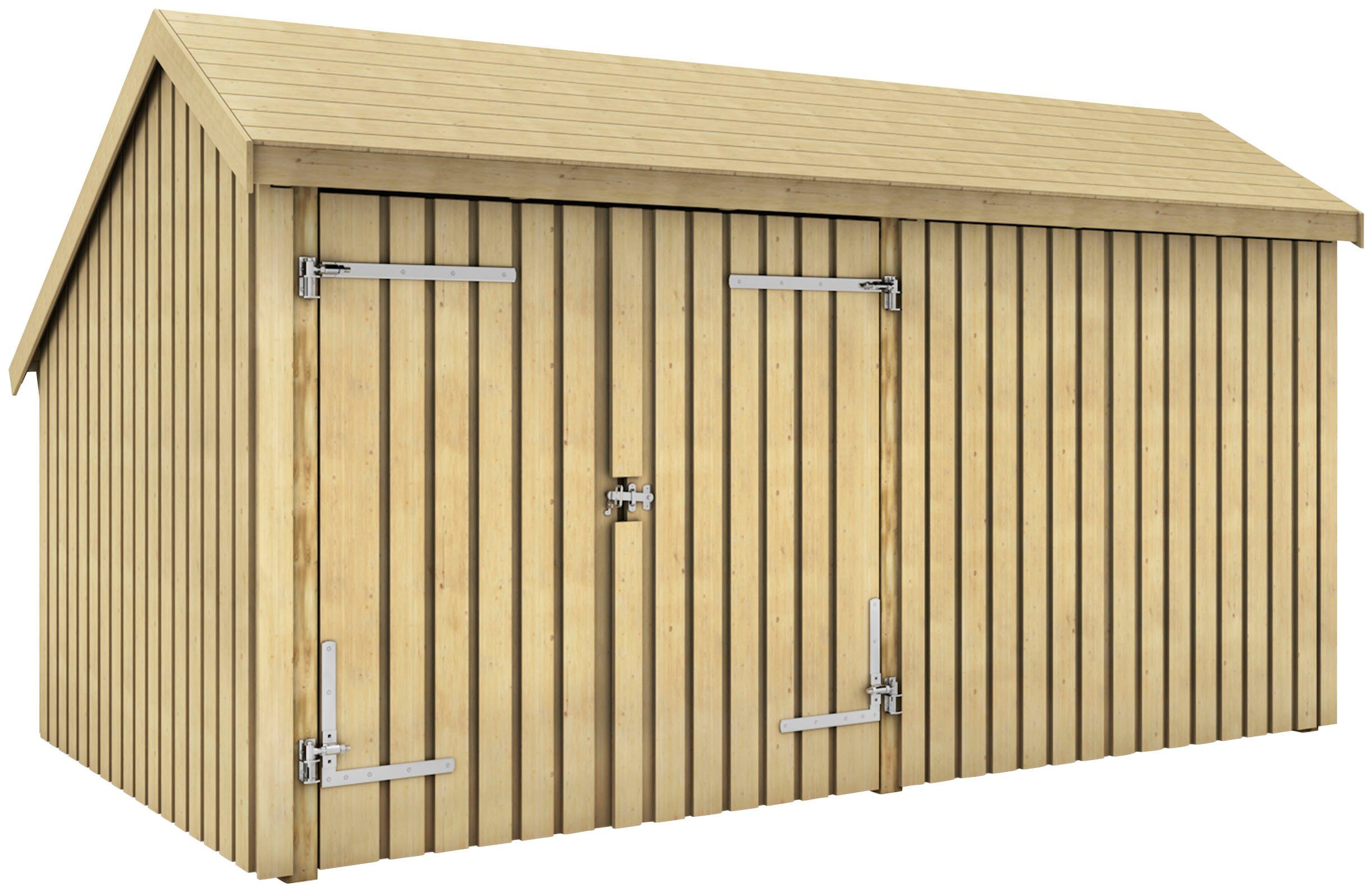 PLUS Gartenhaus Multi, BxT: 248x432 cm, (Packung), Gartenhaus 10,5 m², mit Doppeltür, Dachpappe/Aluleisten/H-Füße