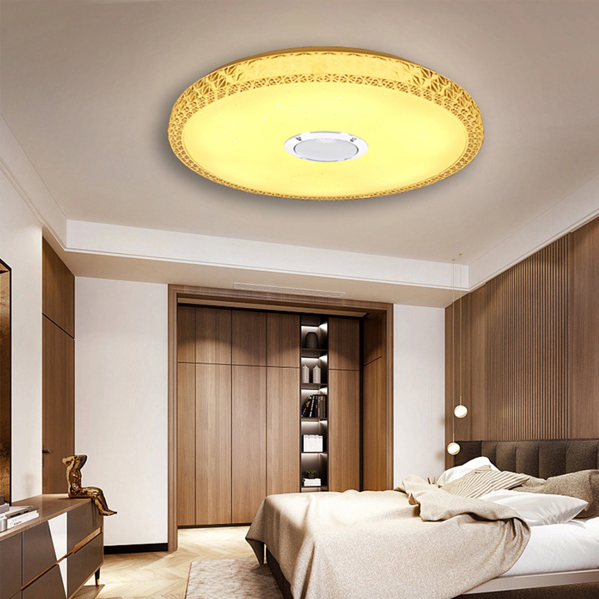 Mutoy Deckenleuchte Lautsprecher,dimmbar, Bluetooth LED Ø fest LED 40cm, integriert, Deckenleuchte mit APP-Steuerung Deckenlampe,Deckenlampe oder wohnzimmer, Fernbedienung