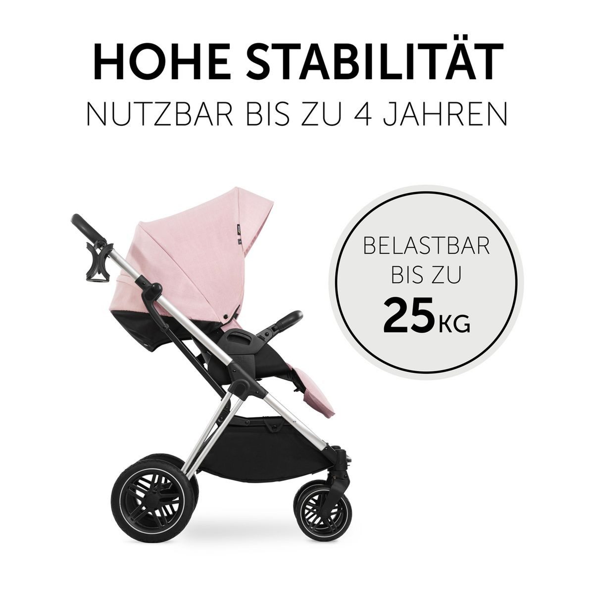 Hauck Sportbuggy Vision X - Melange Rose, Sportwagen mit Liegefunktion, Einhandfaltung & Regenschutz - bis 25 kg