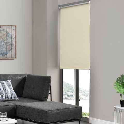 Seitenzugrollo, neu.haus, blickdicht, ohne Bohren, Klemmfix, 40x175cm Creme Fenster Klemm Easy Fix