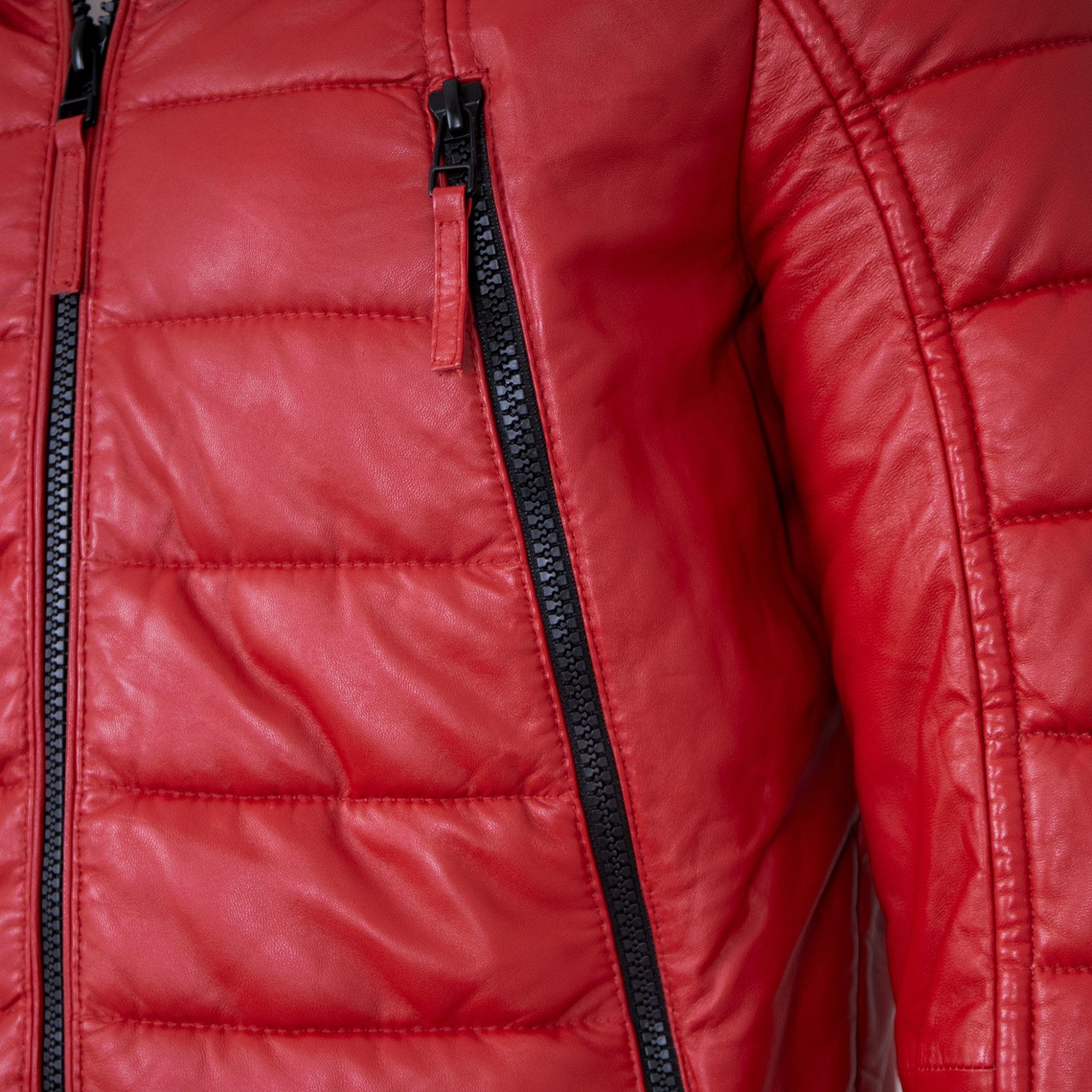 Jilani Lederjacke Filbo Jilani - Herren Lederjacke Steppjacke Lammnappa rot – Bild 5 von 5
