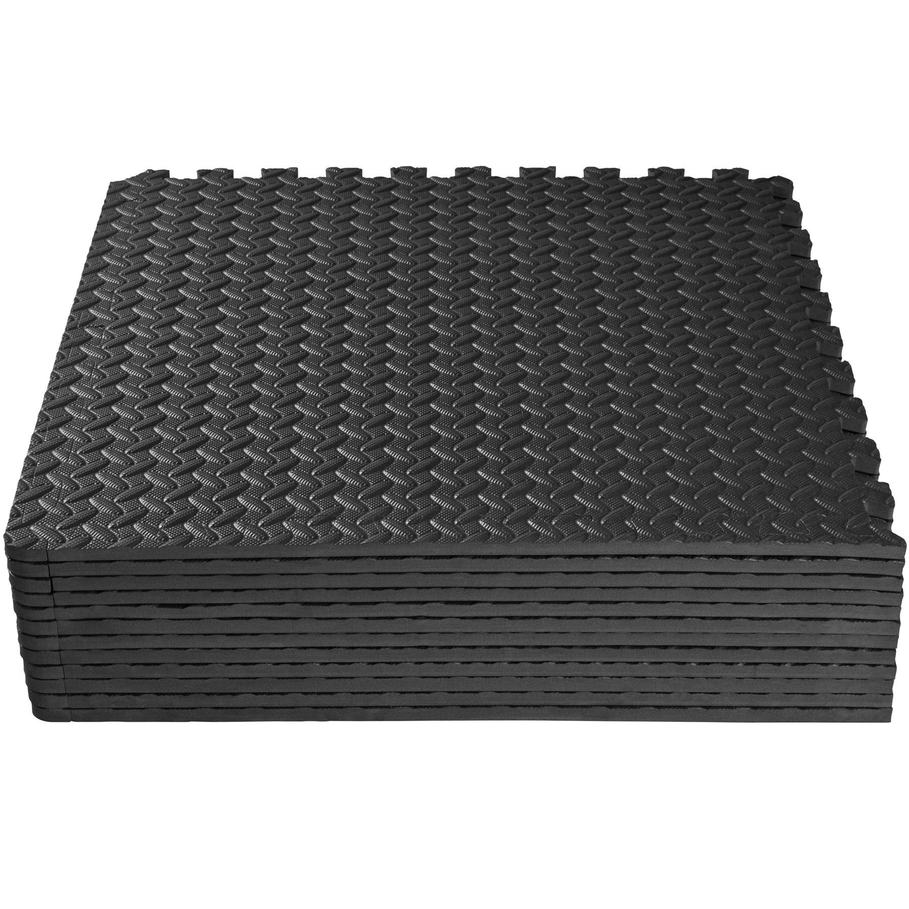tectake Bodenschutzmatte Bodenschutzmatte 12-tlg., 12er mit schwarz 24 Randstücken Set