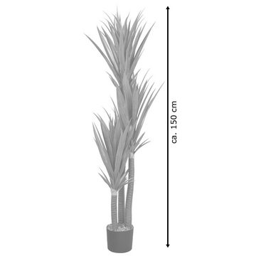 Kunstpalme Yucca Palmlilie Kunstpflanze Plastikpflanze Künstliche Pflanze 150 cm, Decovego