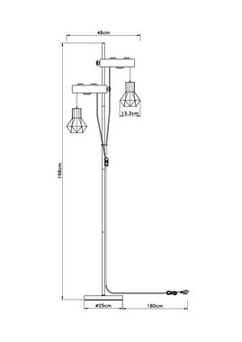 GLOBO LEUCHTEN Stehlampe Stehleuchte, GLOBO Lighting Stehleuchte PRISKA (LBH 48x25x168 cm) LBH 48x25x168 cm