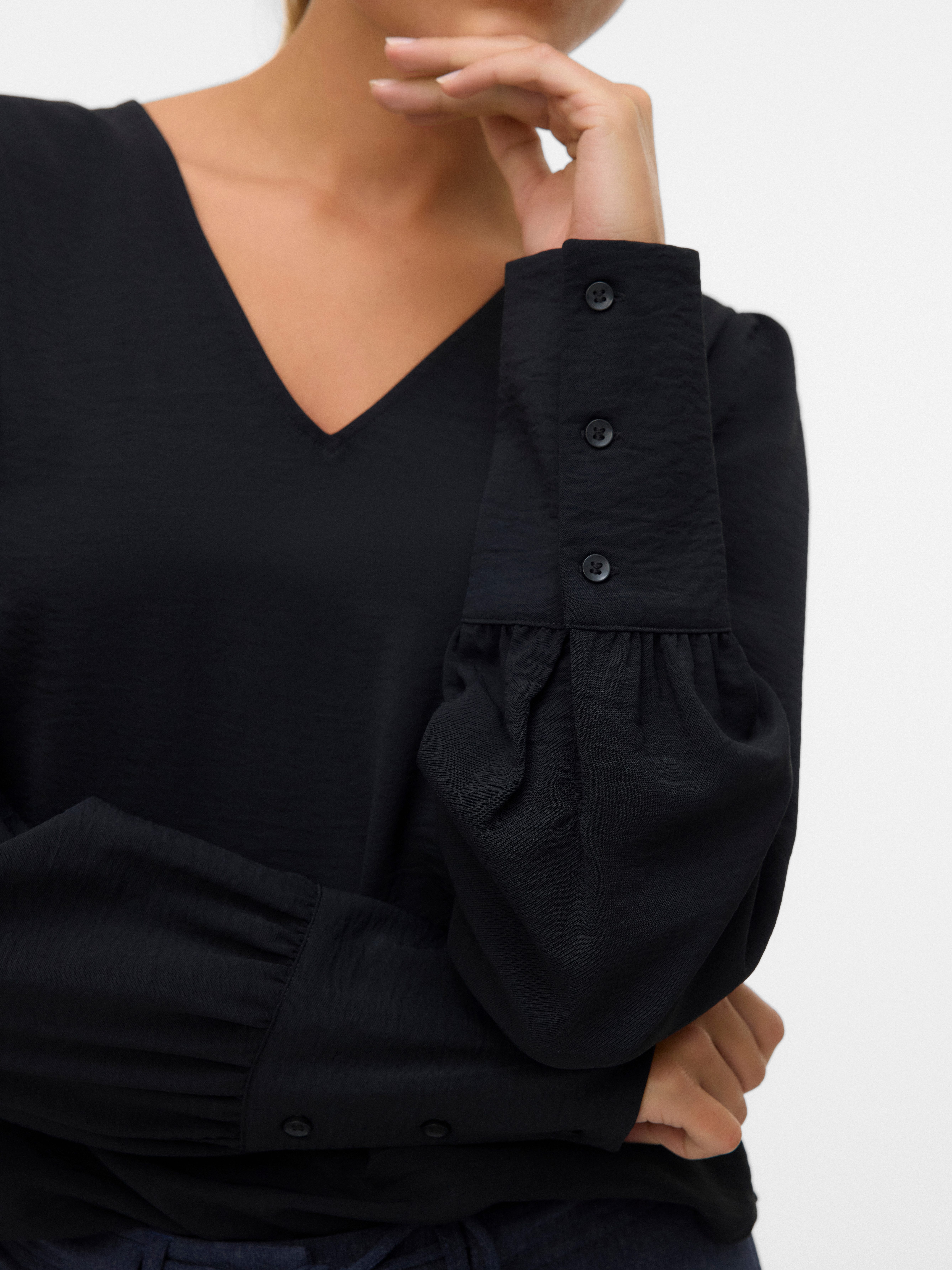 Vero Moda Langarmbluse VMESME LS V-NECK TOP WVN GA
