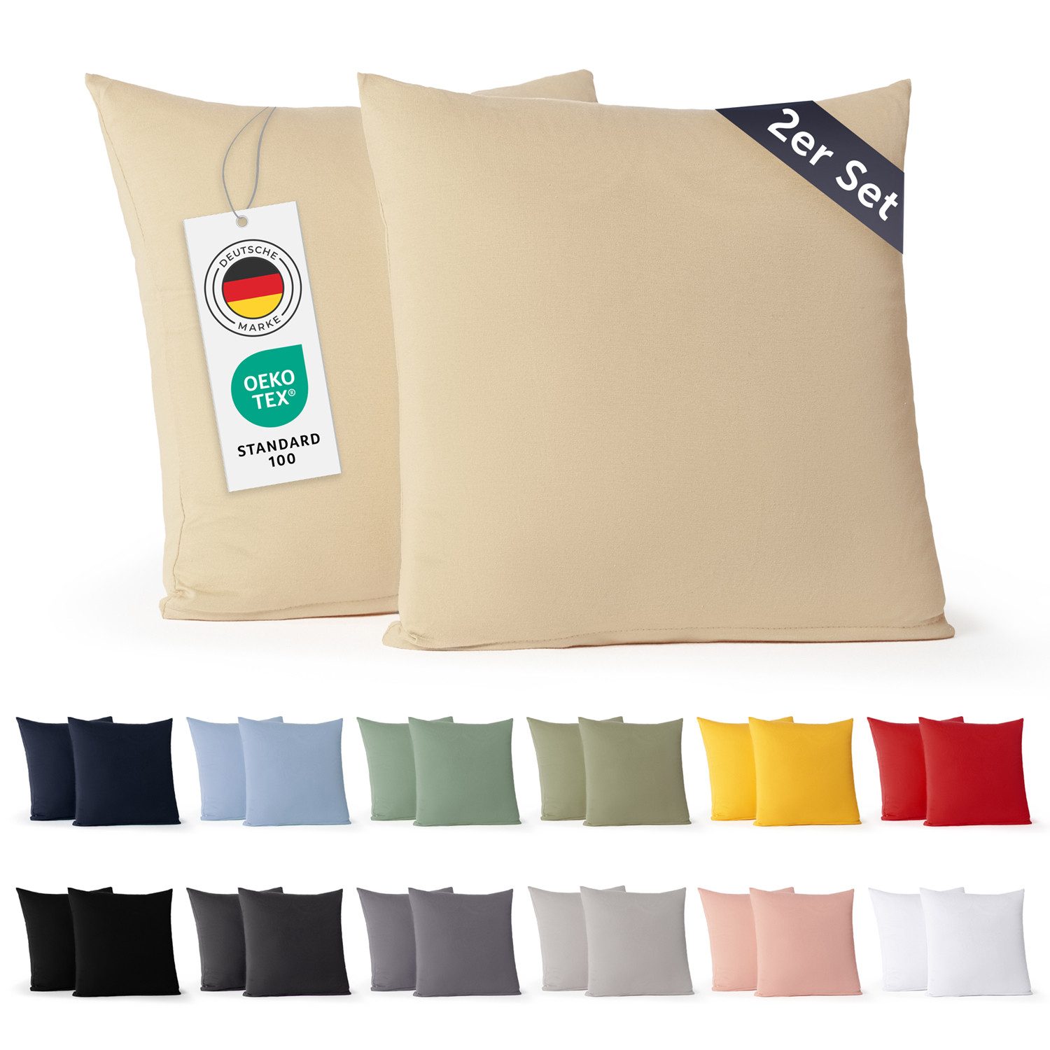 Blumtal Kissenbezug Premium Jersey 2er Set, Oeko-Tex Zertifiziert, (2 Stück günstig online kaufen