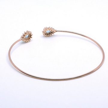 Goldene Hufeisen Armreif echter Blauer Apatit Armreif 925 Sterling-Silber Rosegold vergoldet, Damen-Schmuck mit Edelsteine