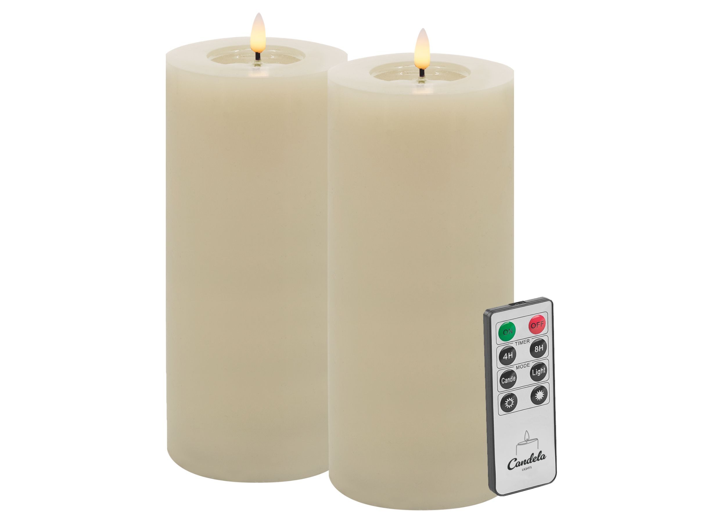LC Home LED-Kerze LED Kerzen Set Winter Echtwachs Timerfunktion Fernbedienung dimmbar (Set, 2-tlg., LED Kerzen Winter, Teelicht und Stumpenkerze mit Reflexionsspiegel), LED Kerzen mit Timerfunktion Fernbedienung Dimmbar