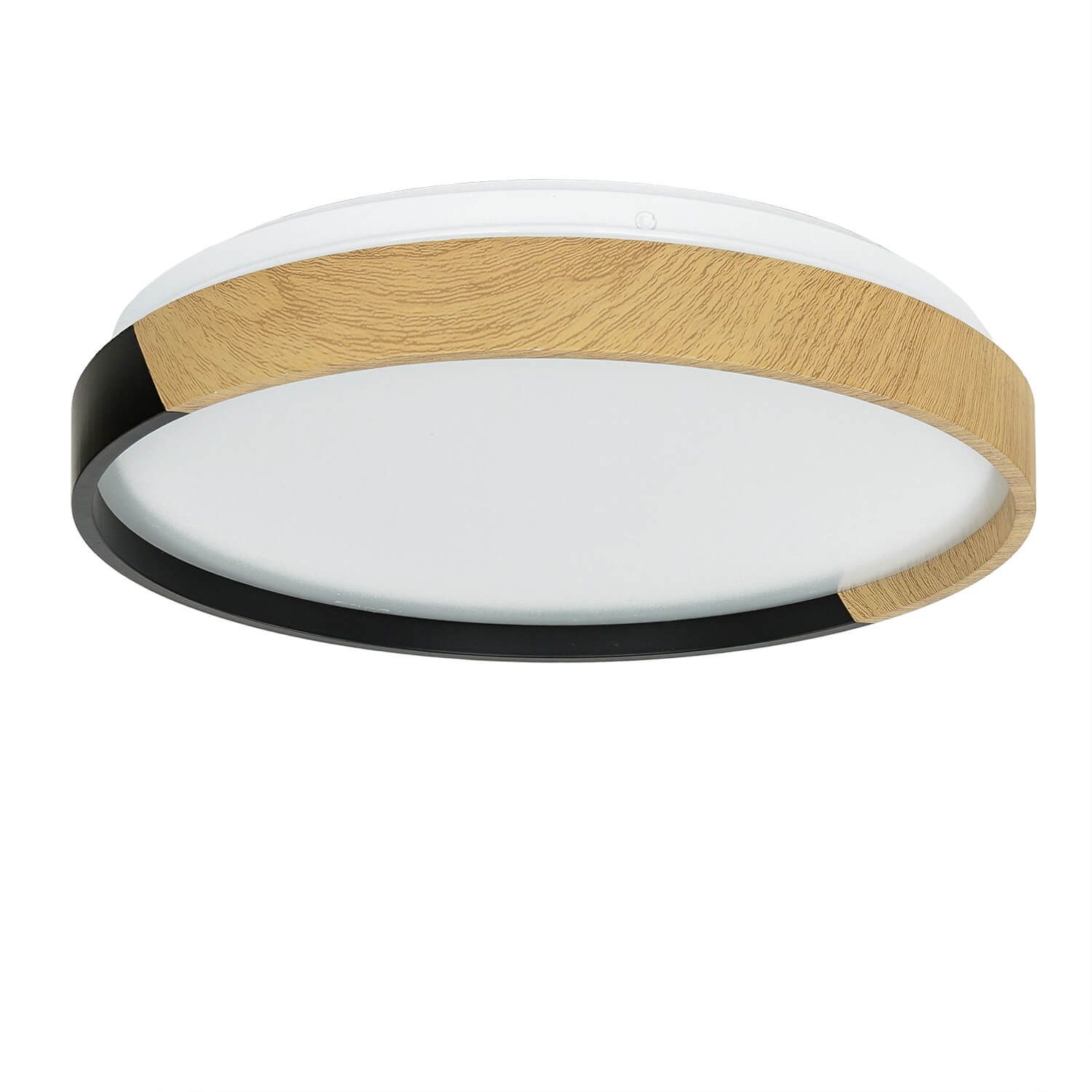 Licht-Erlebnisse Deckenleuchte DIANA, LED, Neutralweiß, LED IP44 D: 33 cm Holz (Eiche) Schwarz 4000 K 970 lm Metall Modern