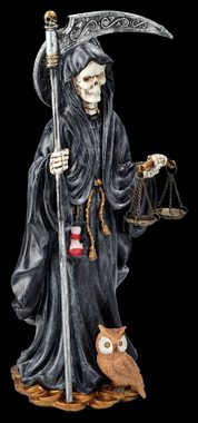 Figuren Shop GmbH Dekofigur Santa Muerte Figur mit Waage schwarz - magische Dekofigur Sensenmann