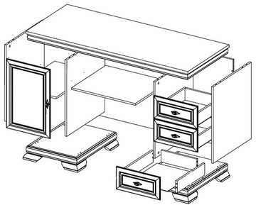 Feldmann-Wohnen Schreibtisch Kora (1-St), 148cm andersen pinie 1-türig mit 3 Schubladen