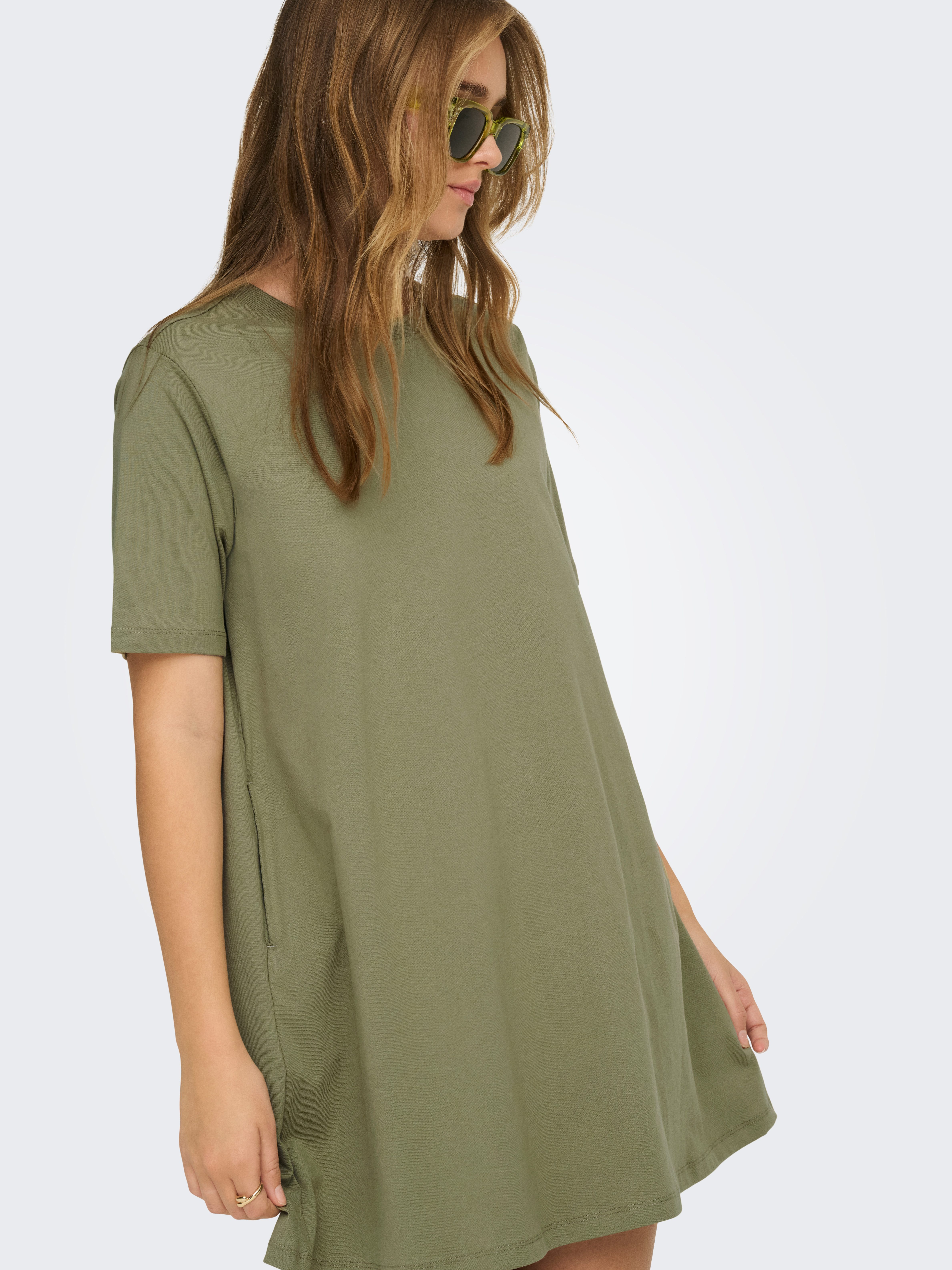 ONLY Minikleid ONLMARA S/S POCKET DRESS JRS NOOS Baumwolle, oversize, Rundhals