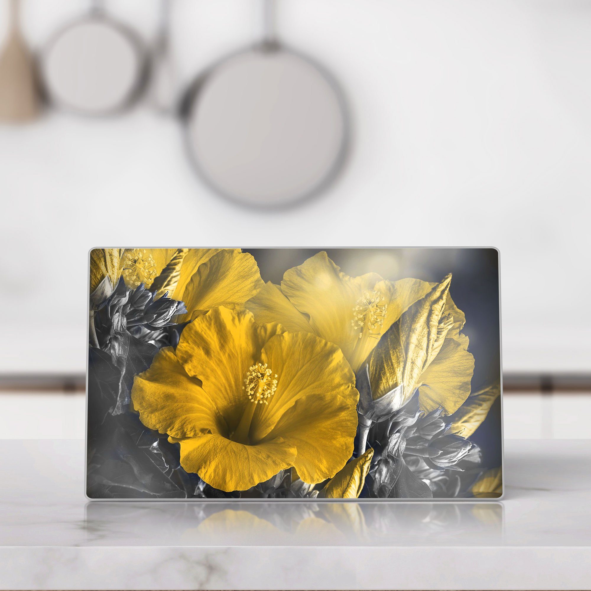 Roseneibisch', Frühstücksbrett Schneidebrett Platte Schneideplatte 'Blüten Glas, des DEQORI