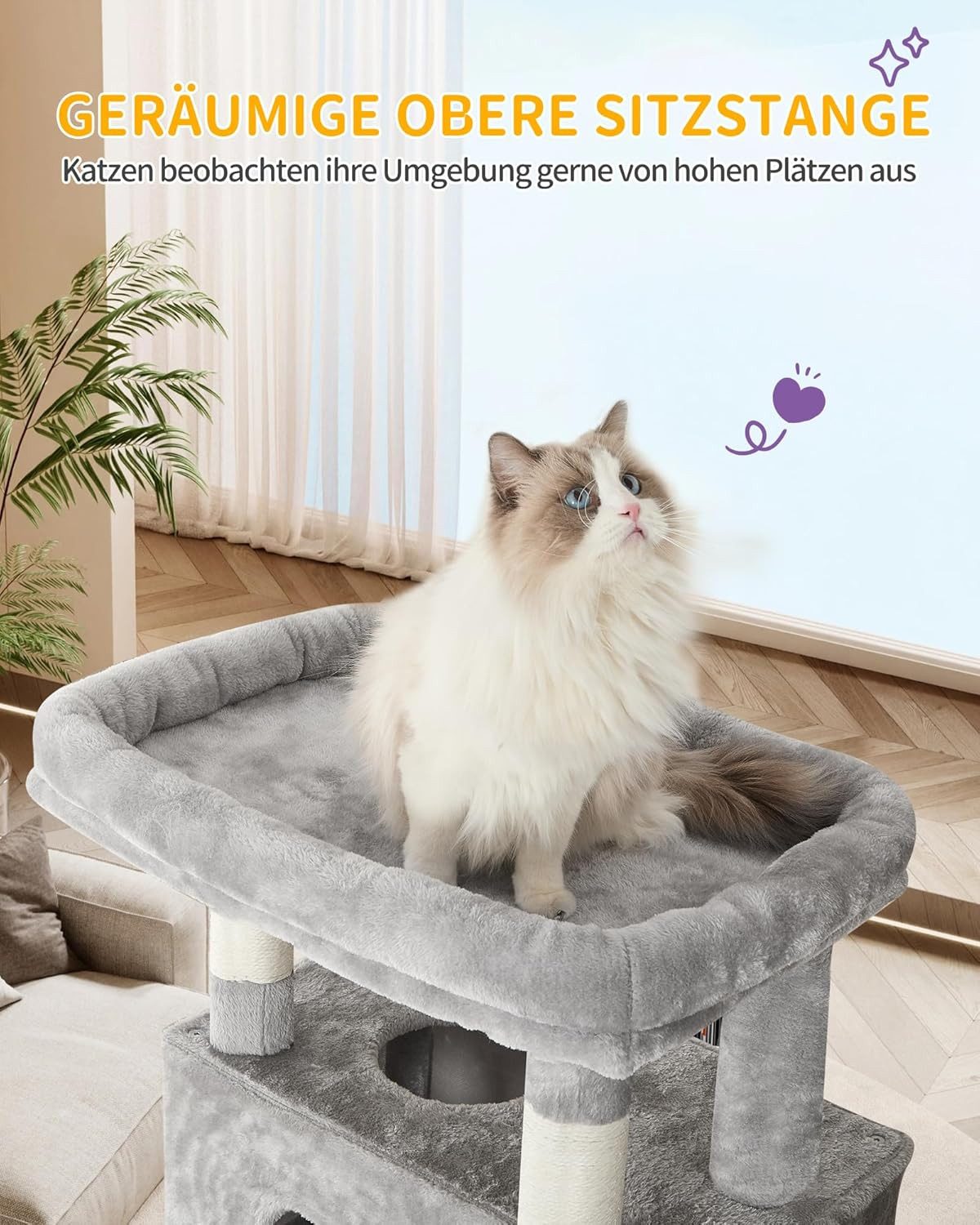 Athlix Katzenhaus Katzen Kratzbaum 170cm Katzenturm für Hauskatzen Katzenhaus mehrstufig, 6 Ebenen, 8 Sisal-Kratzstämme, bis 6 Katzen